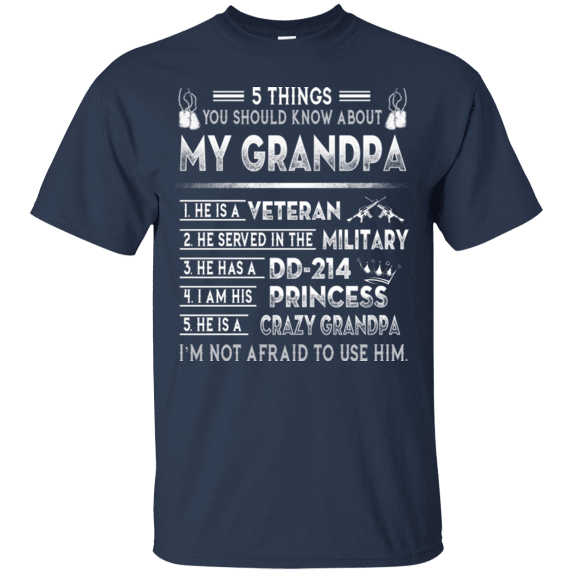 Military T-Shirt "5 Thing You Know My Grandpa Veteran DD 214"-TShirt-General-Veterans Nation
