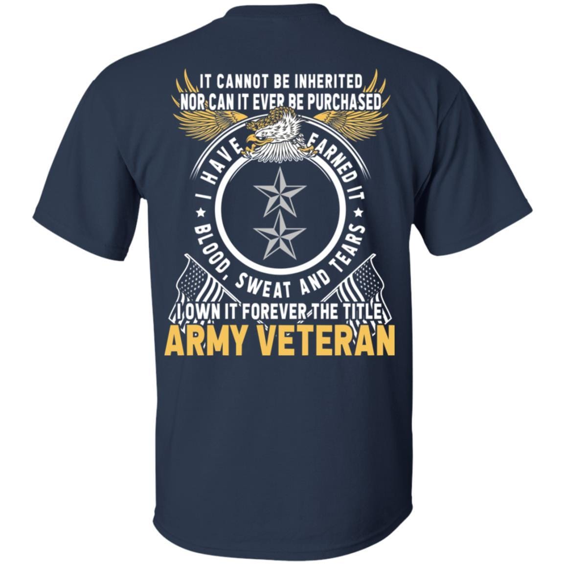 US Army O-8 Major General O8 MG General Officer Ranks T-Shirt For Men On Back-TShirt-Army-Veterans Nation