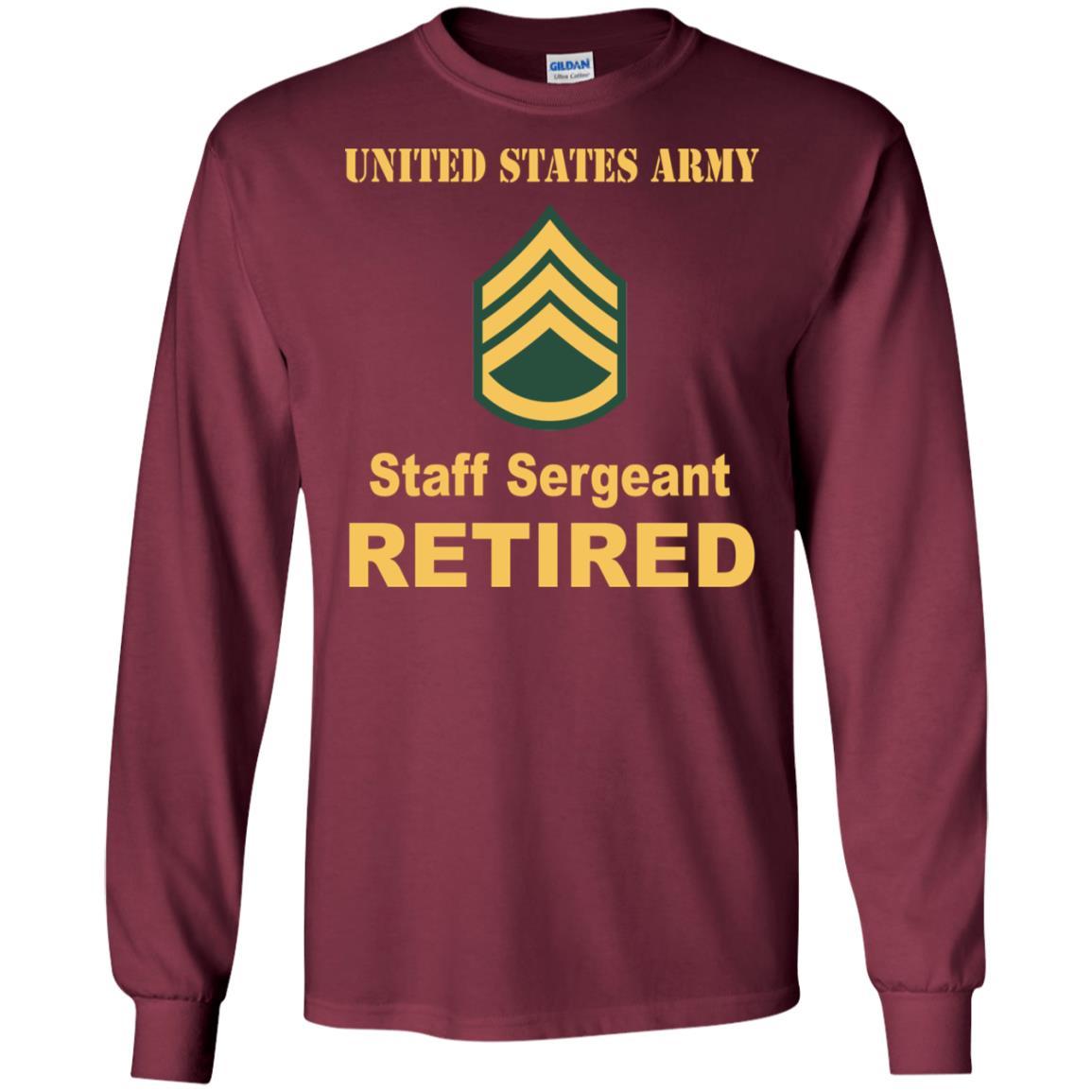 US Army E-6 Staff Sergeant E6 SSG Noncommissioned Officer Reired Men T Shirt On Front-TShirt-Army-Veterans Nation