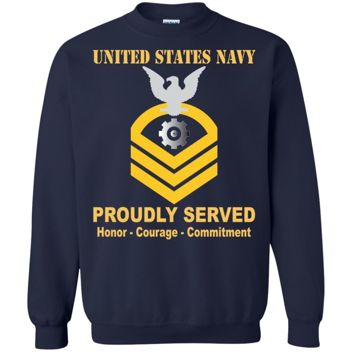 U.S Navy Engineman Navy EN E-7 Rating Badges Proudly Served T-Shirt For Men On Front-TShirt-Navy-Veterans Nation