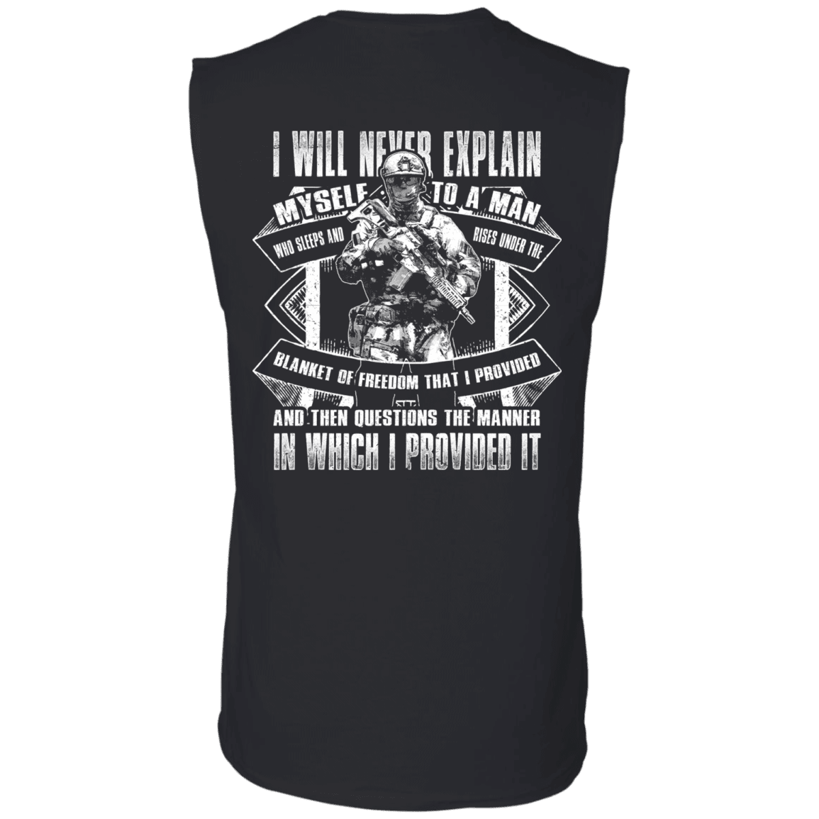 Military T-Shirt "I will never explain myself to a man" Men Back-TShirt-General-Veterans Nation