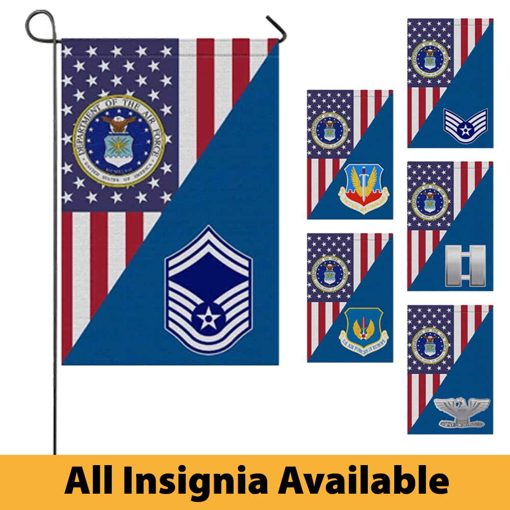 US Air Force Insignia With America Flag Garden Flag/Yard Flag 12 Inch x 18 Inch Twin-Side Printing-GDFlag-USAF-D01-Veterans Nation