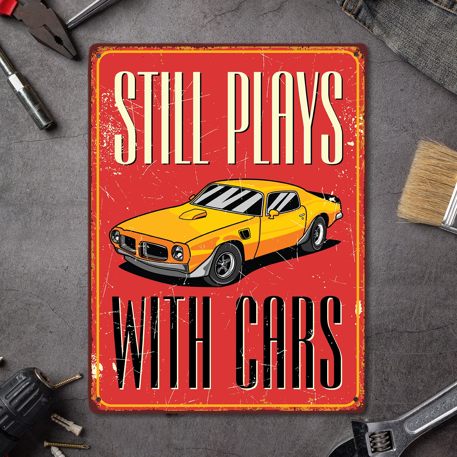 Still Plays With Cars, Metal Signs-MetalSign-AllBranch-Veterans Nation