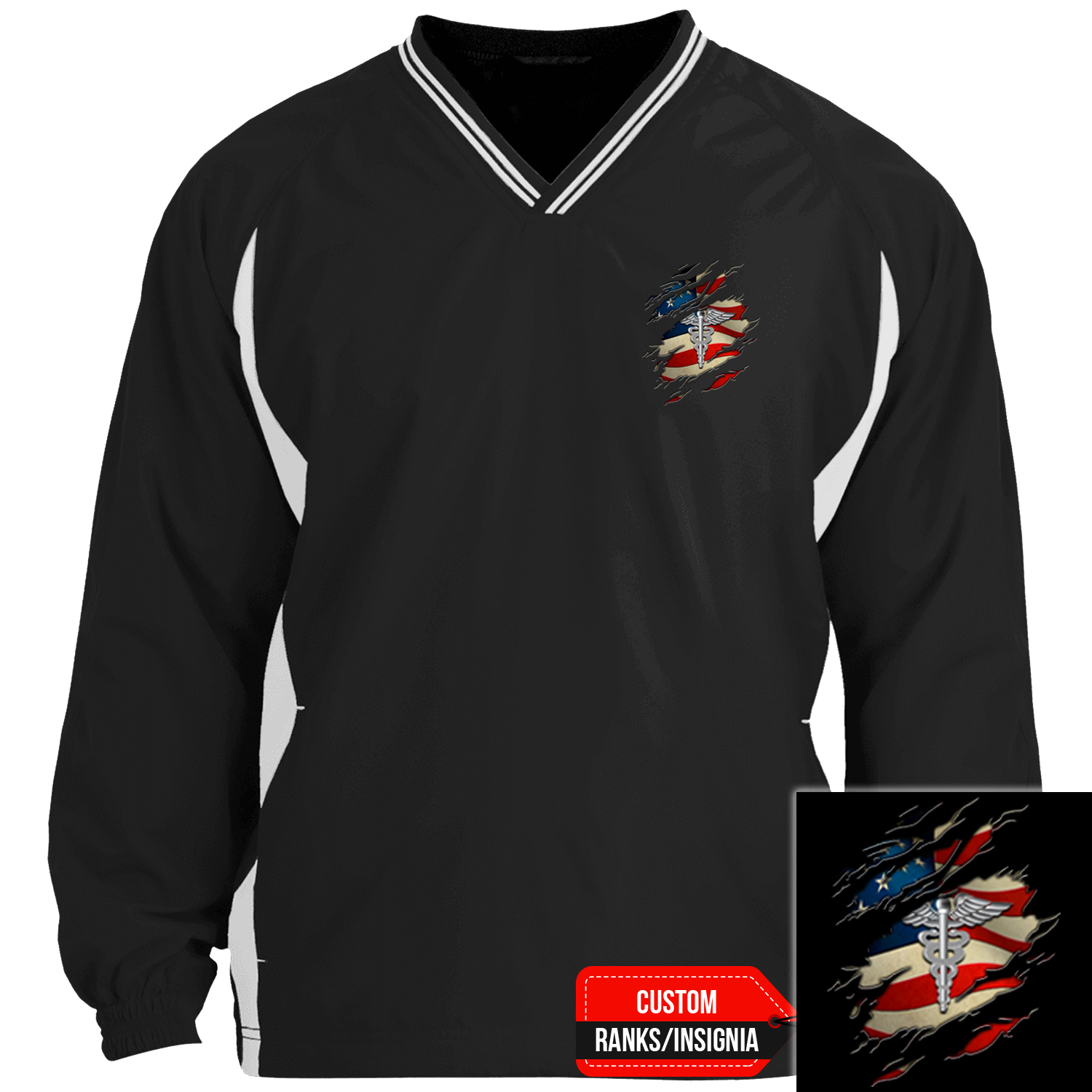 Custom US Navy Ranks/Insignia, Scratch Art, Print On Left Chest Windshirt