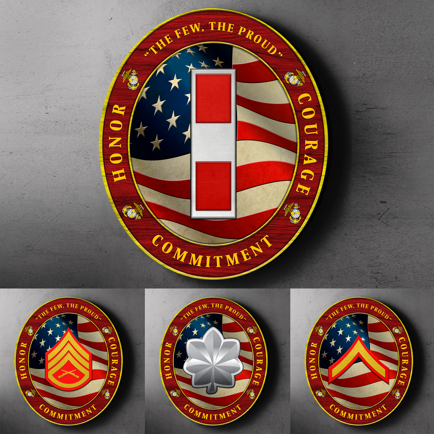 Custom Round Wood Sign, Military Mottos, Core Values With Military Ranks/Insignia-Round Sign-Veterans Nation