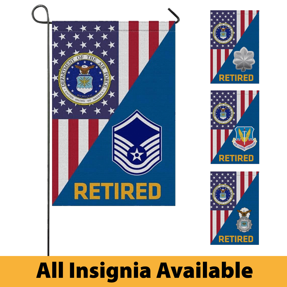 US Air Force Insignia Retired With America Flag Garden Flag/Yard Flag 12 Inch x 18 Inch Twin-Side Printing-GDFlag-USAF-D01-Veterans Nation