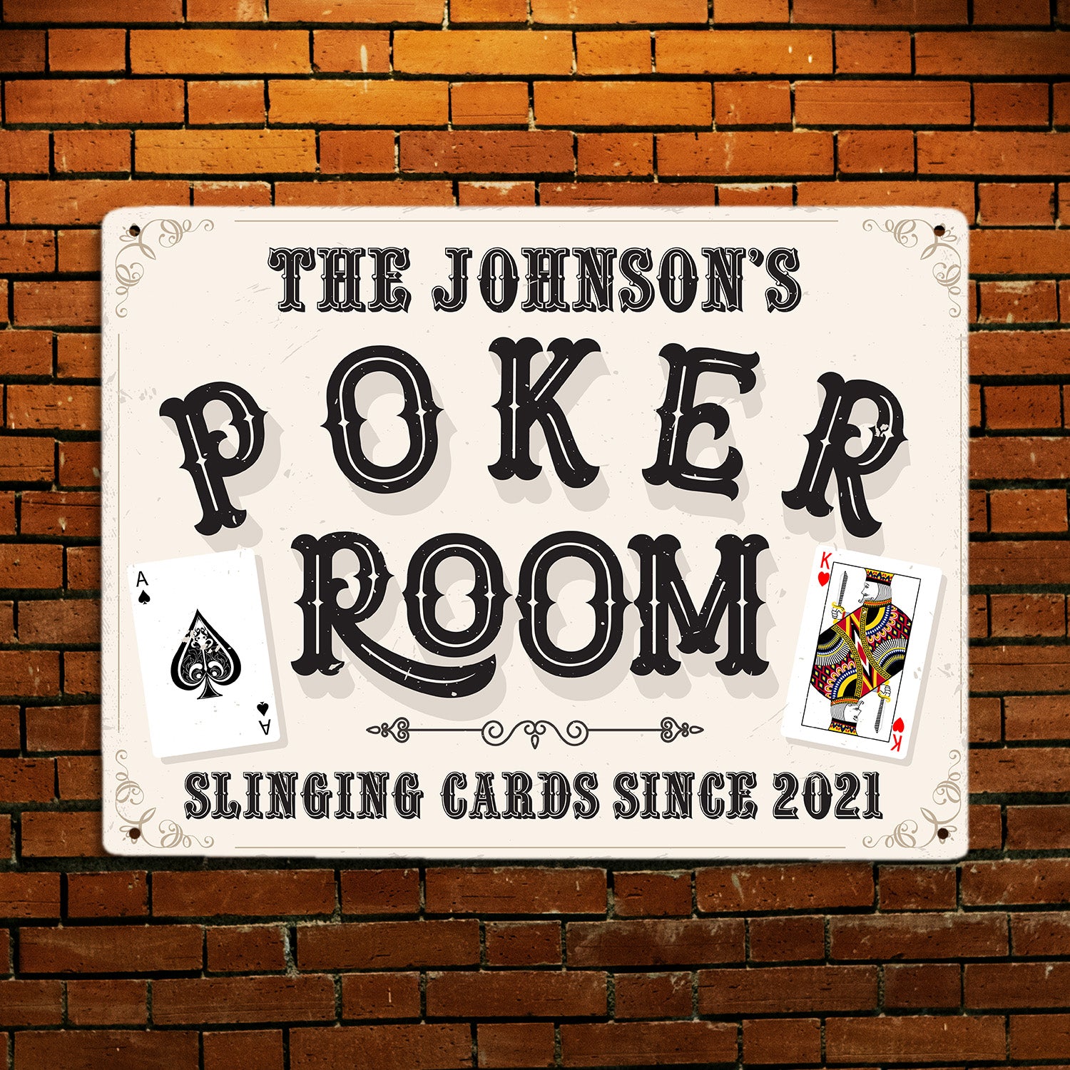 Poker Room, Slinging Cards, Custom Sign, Personalized Name-Kustom-Veterans Nation