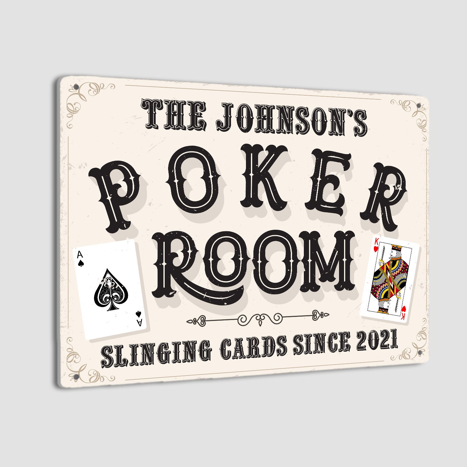 Poker Room, Slinging Cards, Custom Sign, Personalized Name-Kustom-Veterans Nation