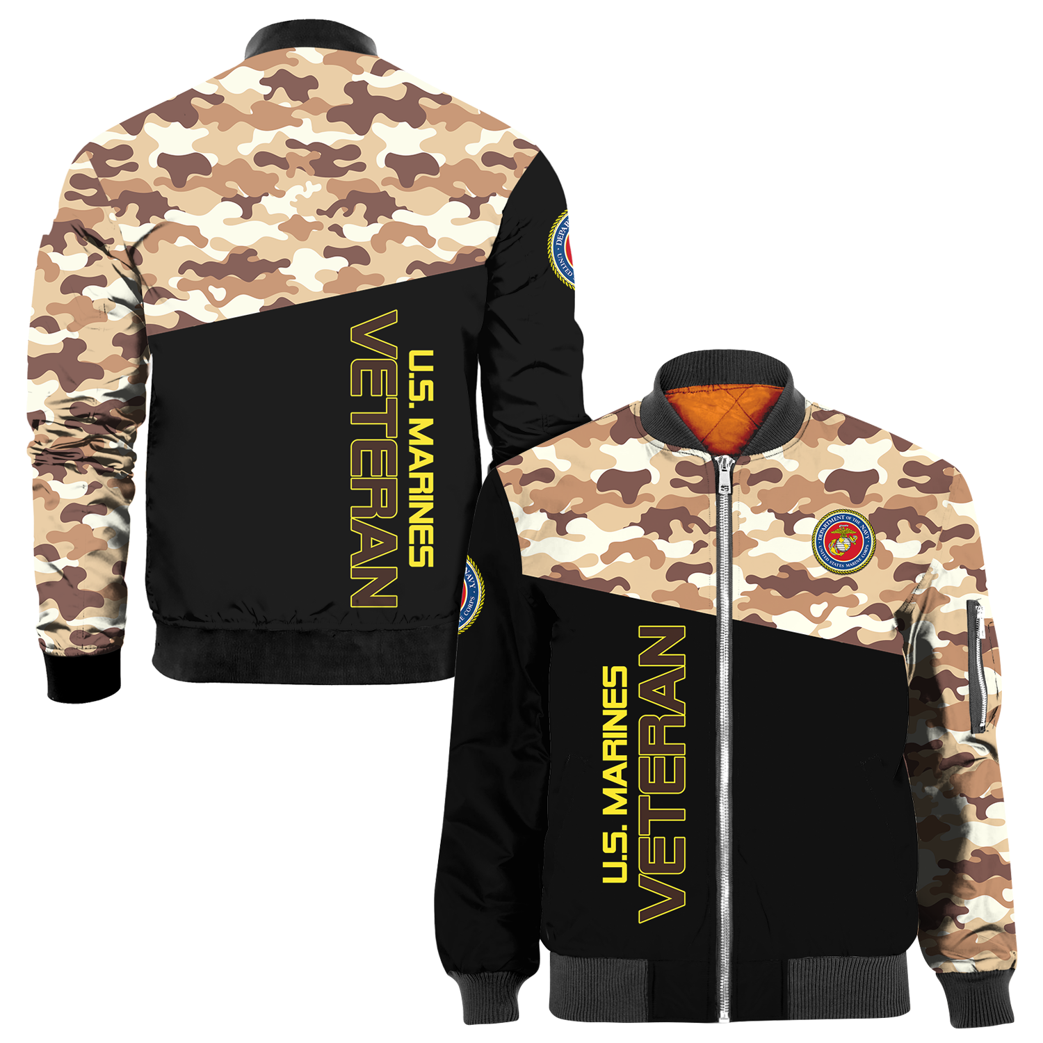 US Military Camo Uniform 3D All Over Prints Bomber Jacket-Full Printed Apparel-Veterans Nation