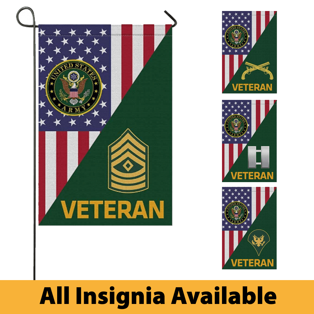 US Army Insignia Veteran With America Flag Garden Flag/Yard Flag 12 Inch x 18 Inch Twin-Side Printing-GDFlag-Army-Veterans Nation