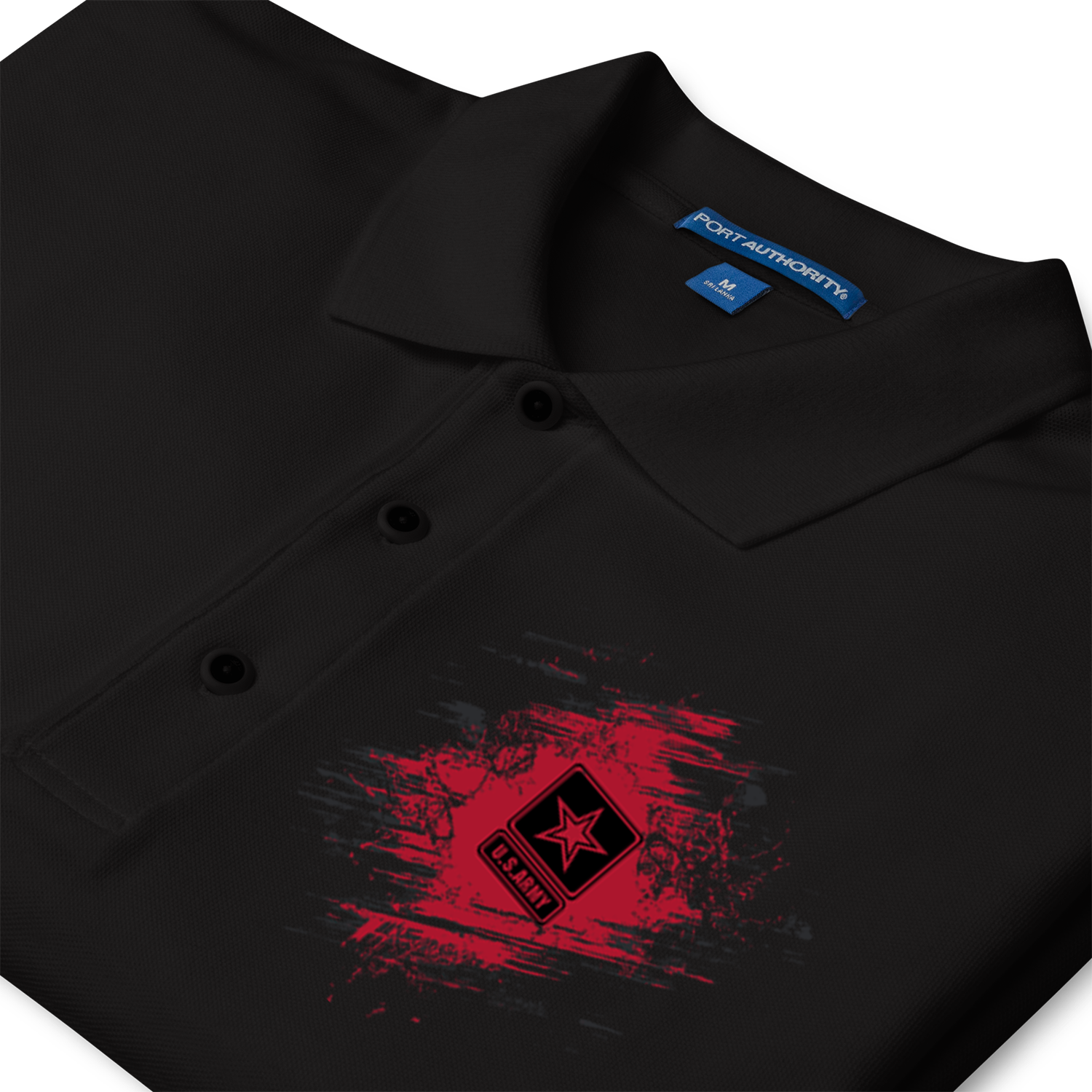Custom US Army Ranks/Insignia In Heart Print On Left Chest Polo Shirt