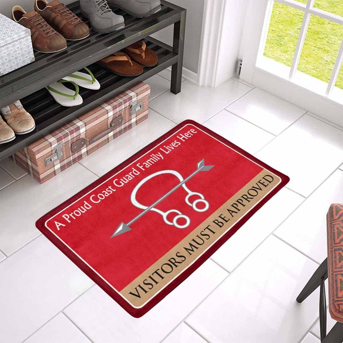 US Coast Guard Sonar Technician ST Logo Family Doormat - Visitors must be approved (23.6 inches x 15.7 inches)-Doormat-USCG-Rate-Veterans Nation