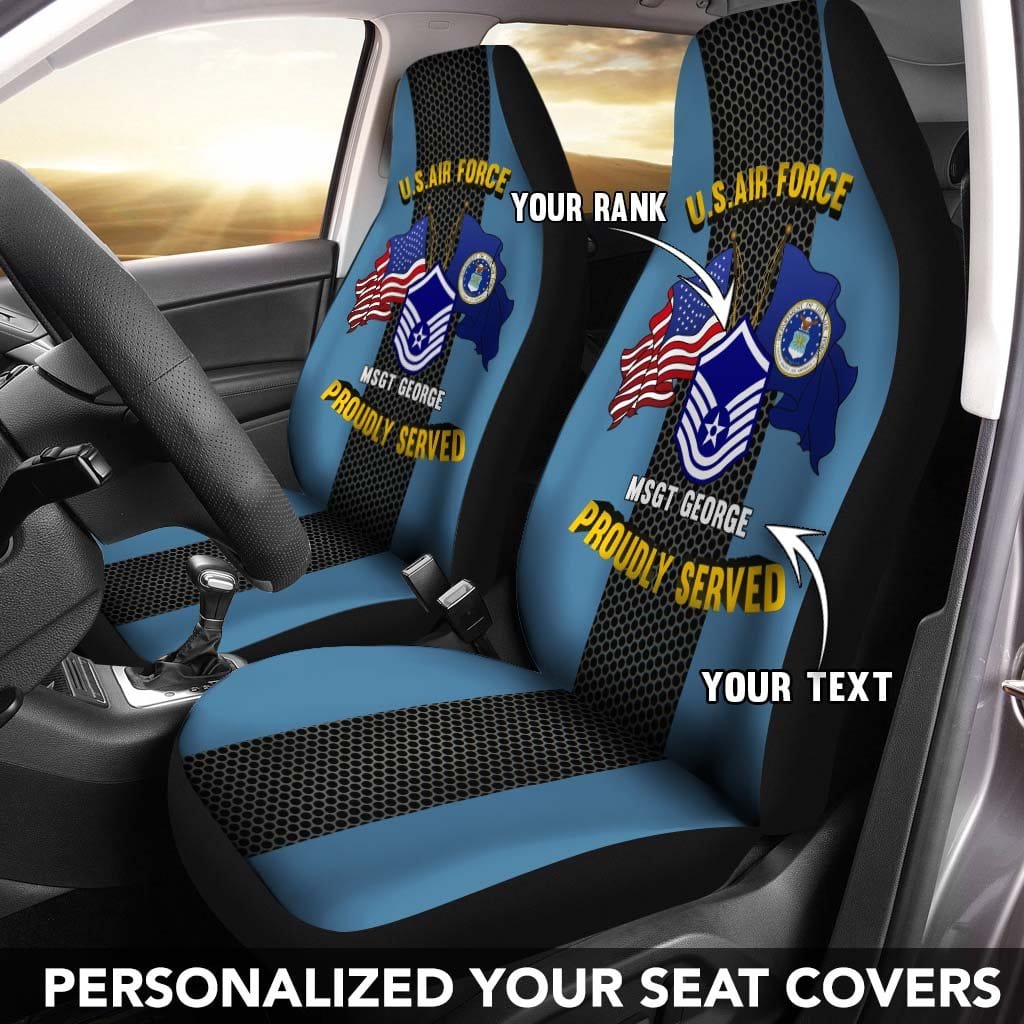 U.S Air Force Ranks - Personalized Car Seat Covers (Set of 2)-SeatCovers-Personalized-USAF-Ranks-Veterans Nation