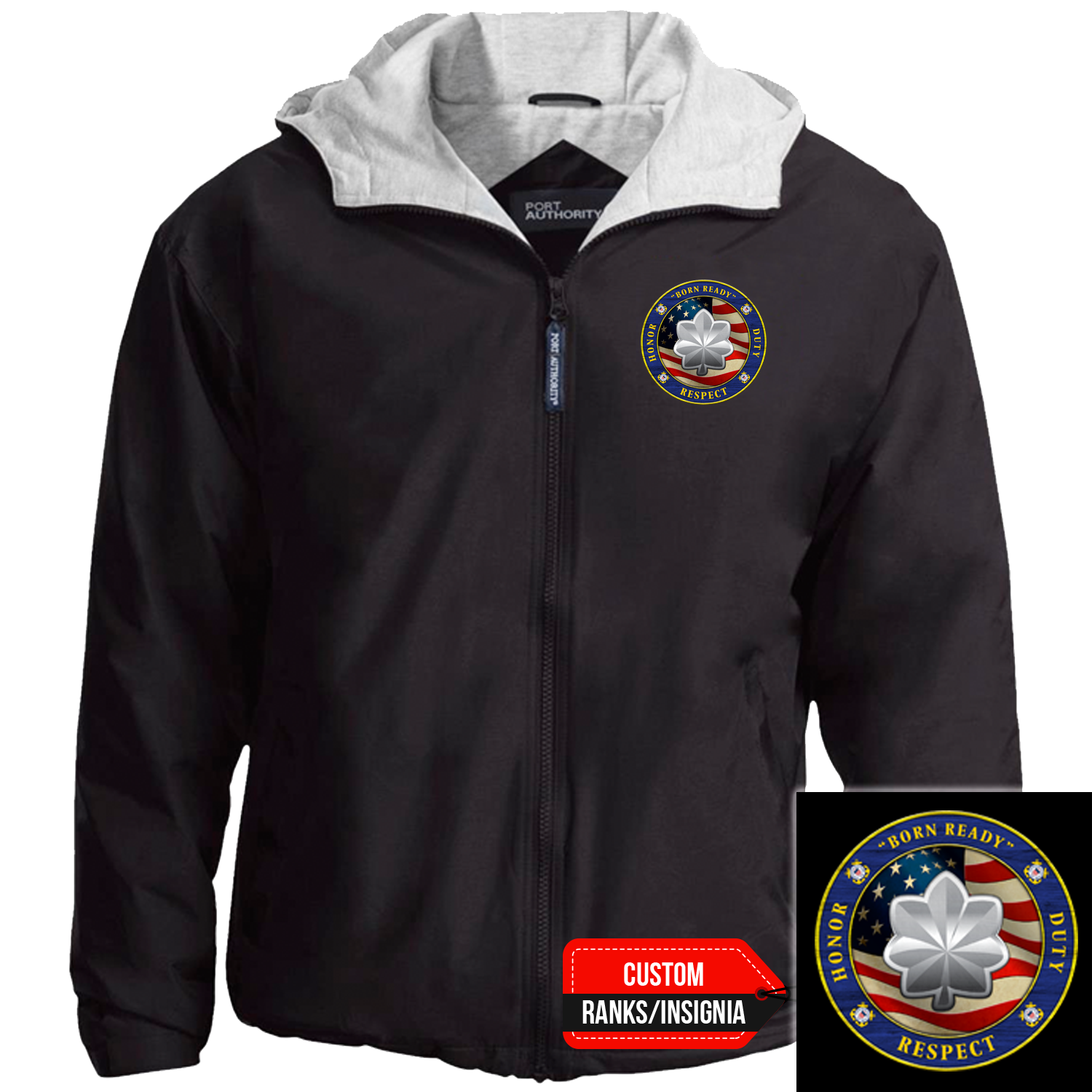 Custom US Coast Guard Ranks/Insignia Military Mottos, Core Values Print On Left Chest Team Jacket