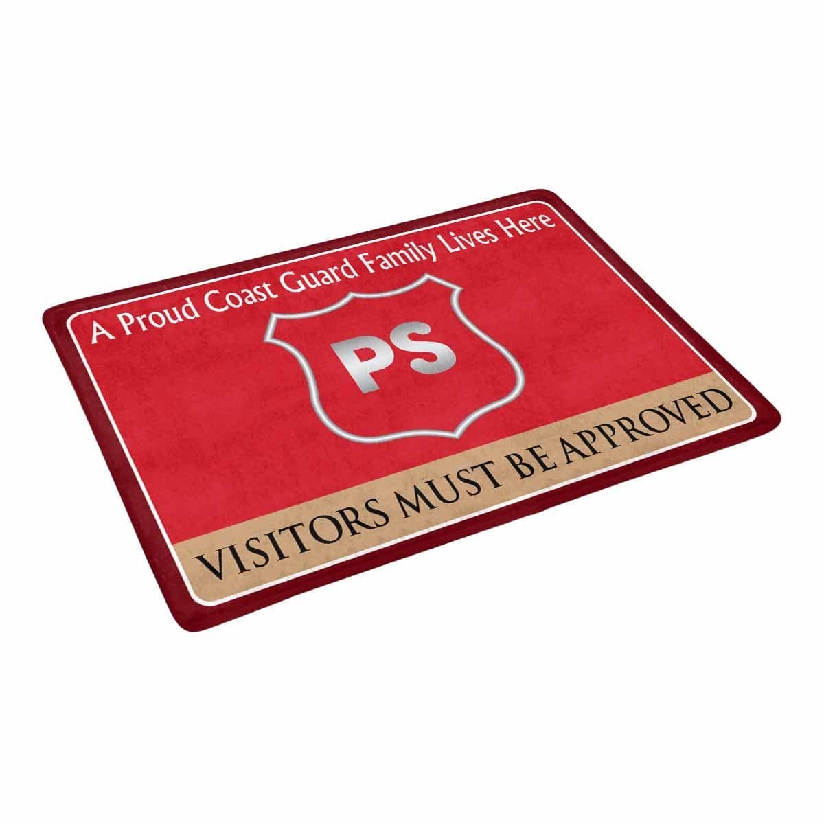 USCG PORT SECURITY SPECIALIST PS Logo Family Doormat - Visitors must be approved (23.6 inches x 15.7 inches)-Doormat-USCG-Rate-Veterans Nation