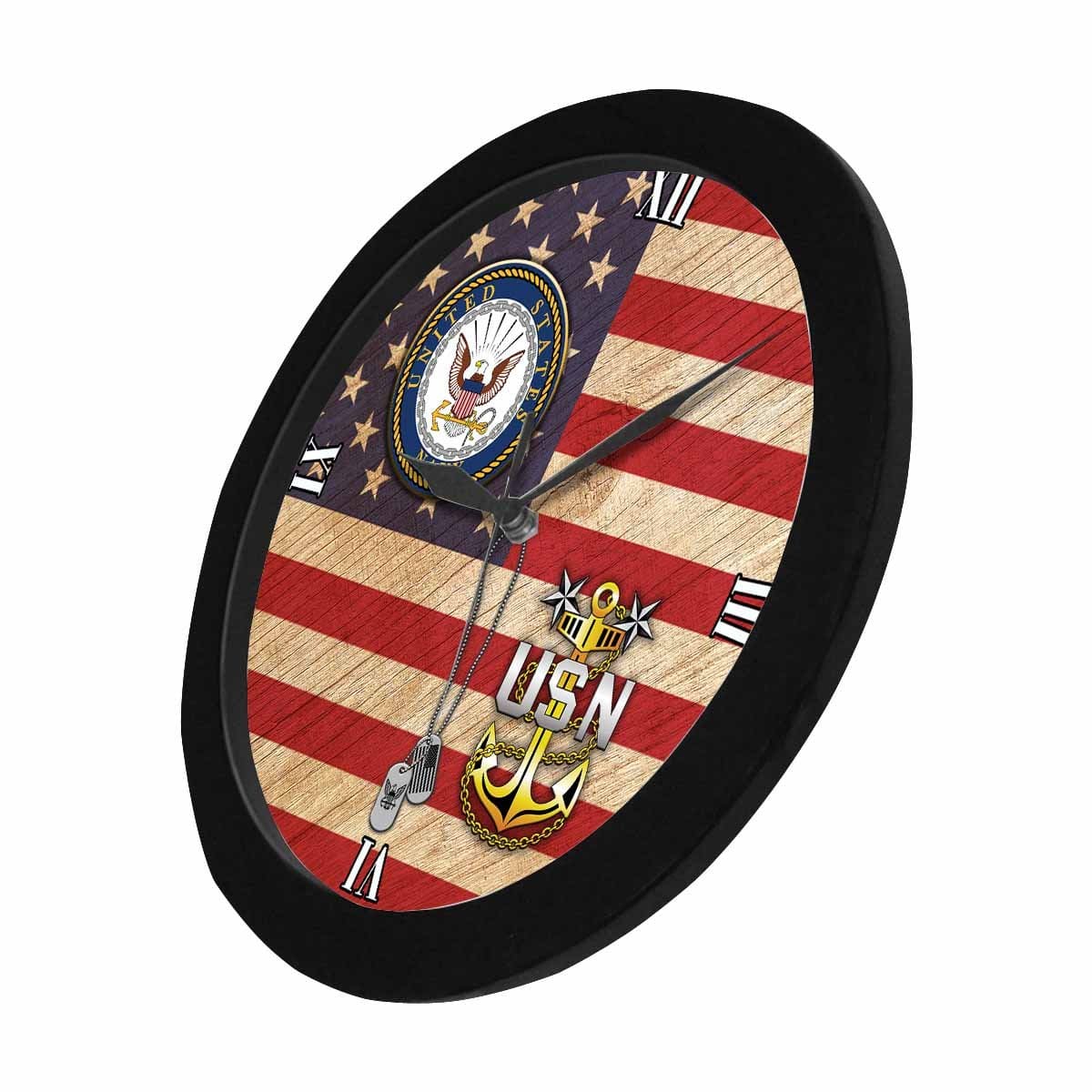 US Navy E-9 Master Chief Petty Officer E9 MCPO Senior Noncommissioned Officer Collar Device Wall Clock-WallClocks-Navy-Collar-Veterans Nation