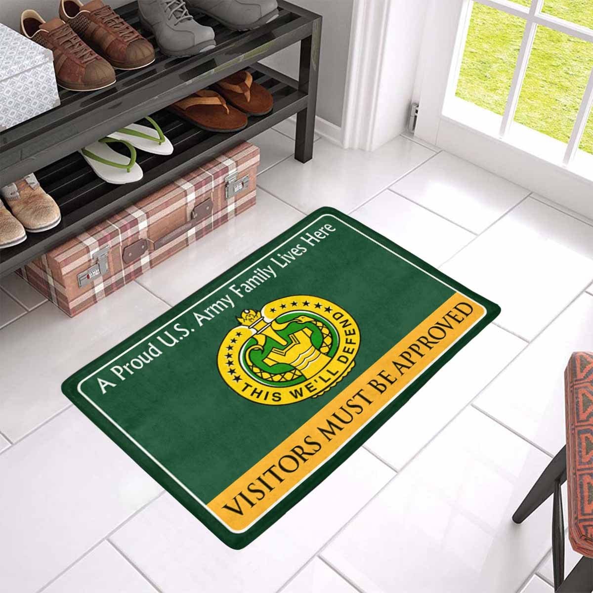 US Army Drill Sergeant Family Doormat - Visitors must be approved Doormat (23.6 inches x 15.7 inches)-Doormat-Army-Branch-Veterans Nation
