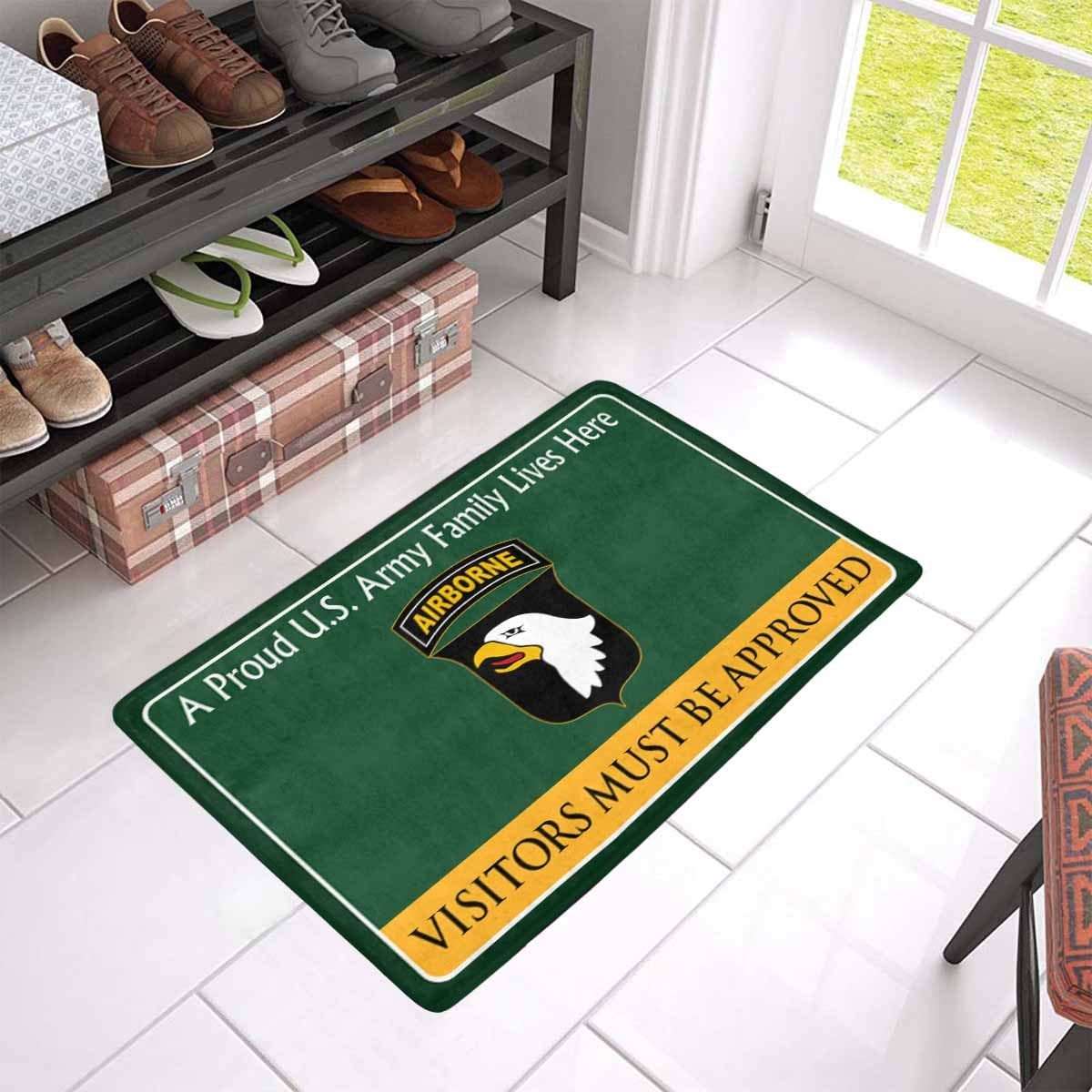 US Army 101st Airborne Division Family Doormat - Visitors must be approved Doormat (23.6 inches x 15.7 inches)-Doormat-Army-CSIB-Veterans Nation