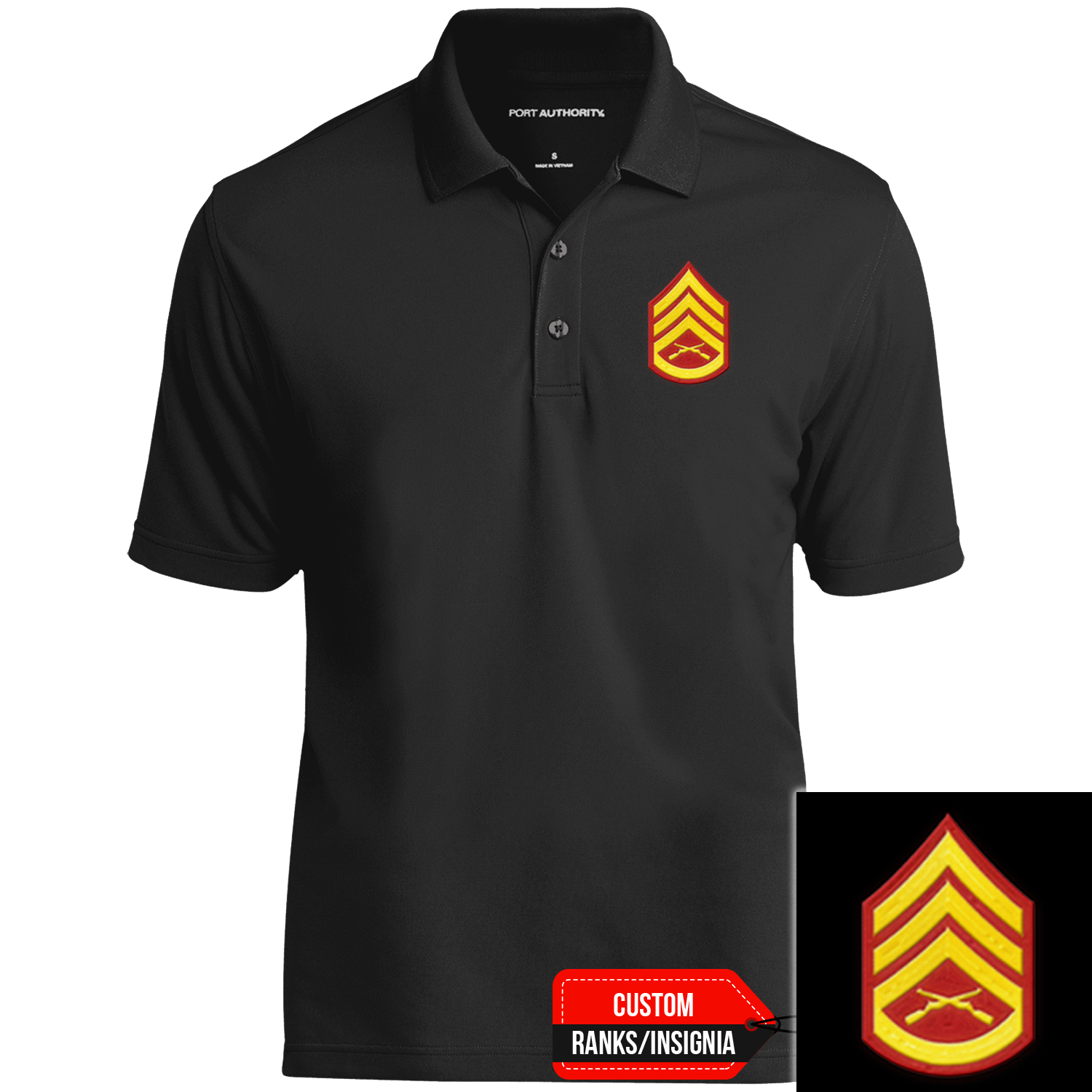 Custom US Marine Corps Ranks Insignia Print On Left Chest Polo Shirt