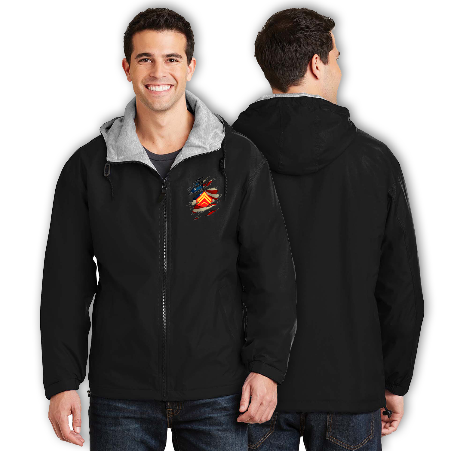 Custom MARlNE Ranks/Insignia, Scratch Art, Print On Left Chest Team Jacket