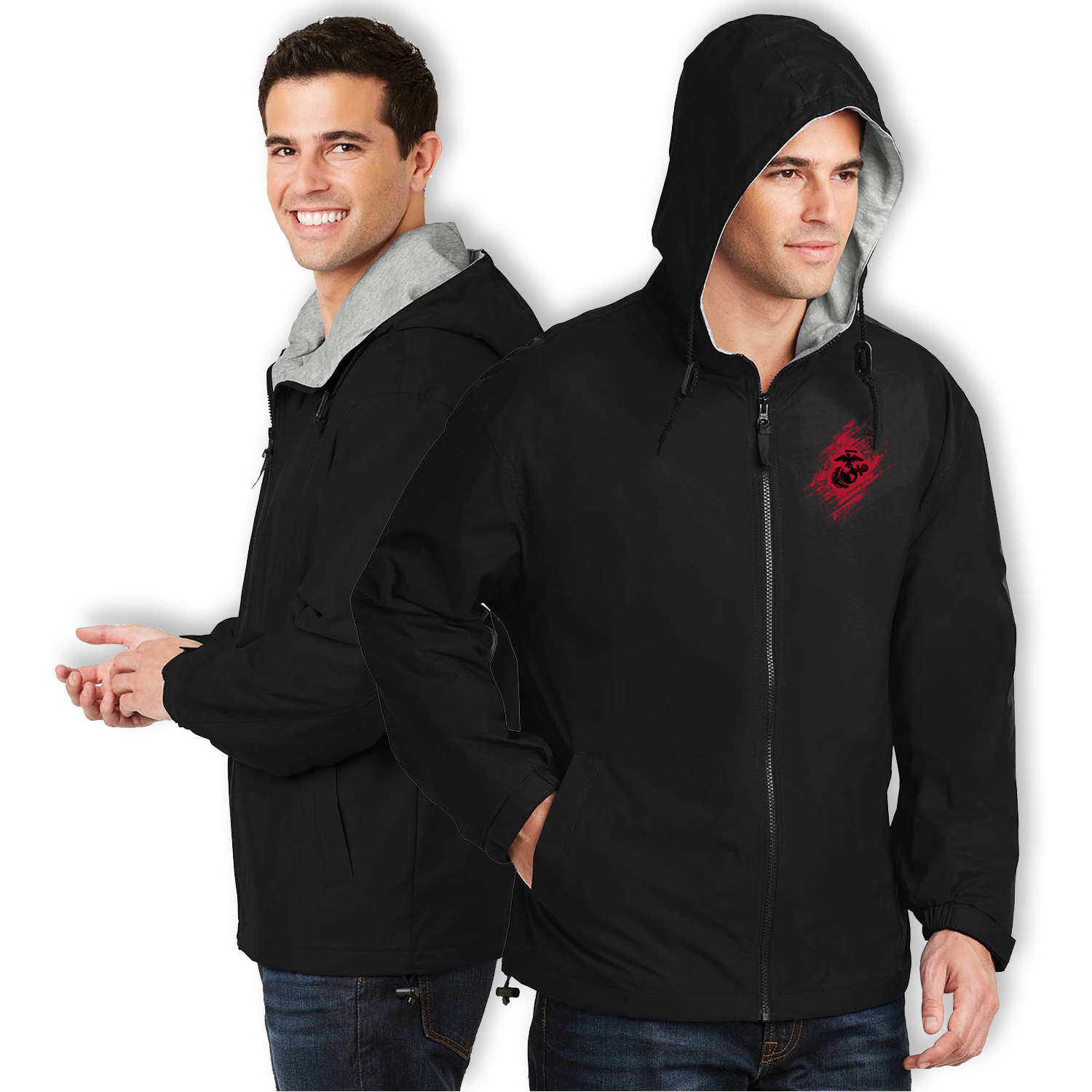 Custom MARlNE Ranks/Insignia In Heart Print On Left Chest Team Jacket