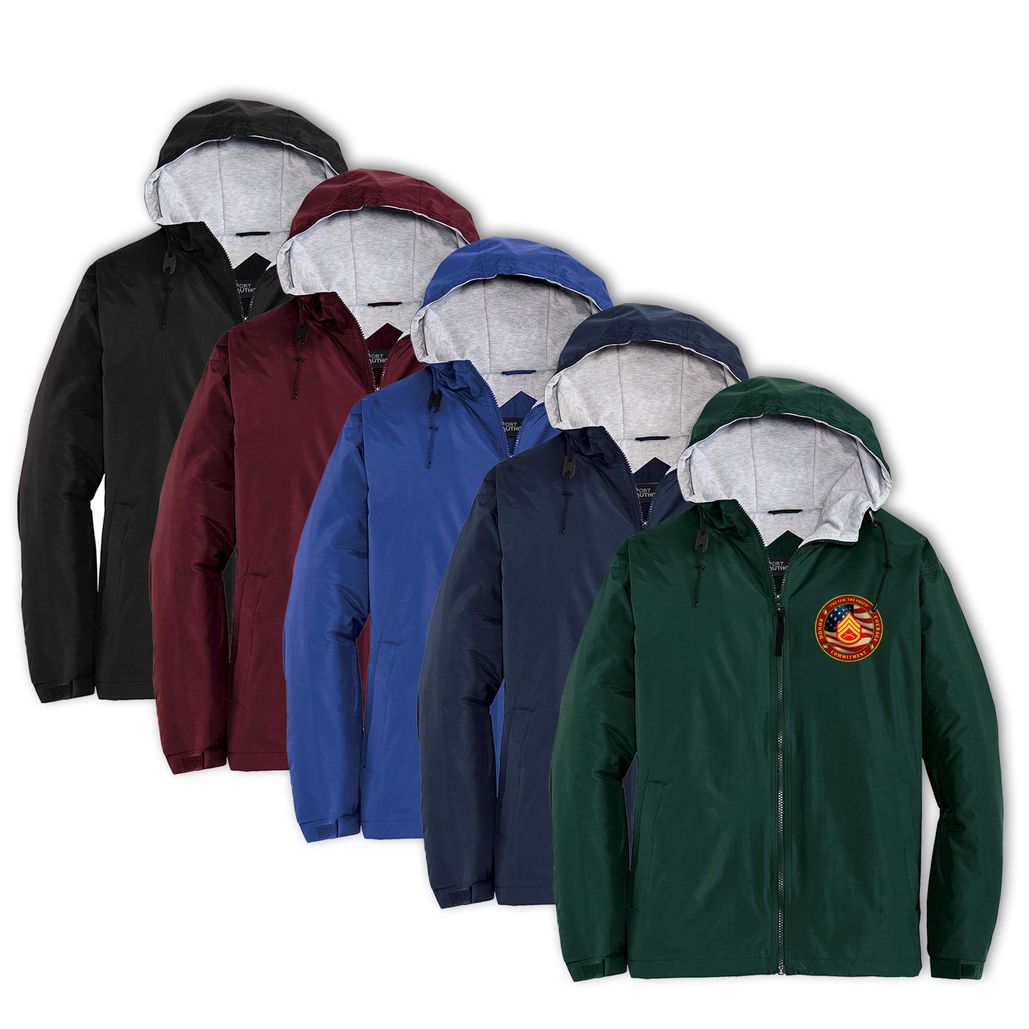 Custom MARlNE Ranks/Insignia Military Mottos, Core Values Print On Left Chest Team Jacket