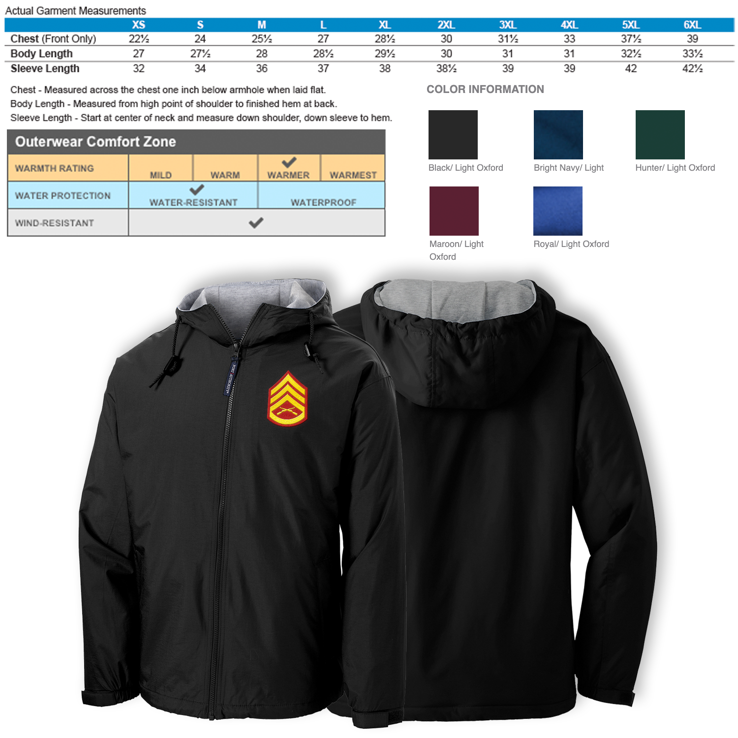 Custom MARlNE Ranks/Insignia Print On Left Chest Team Jacket