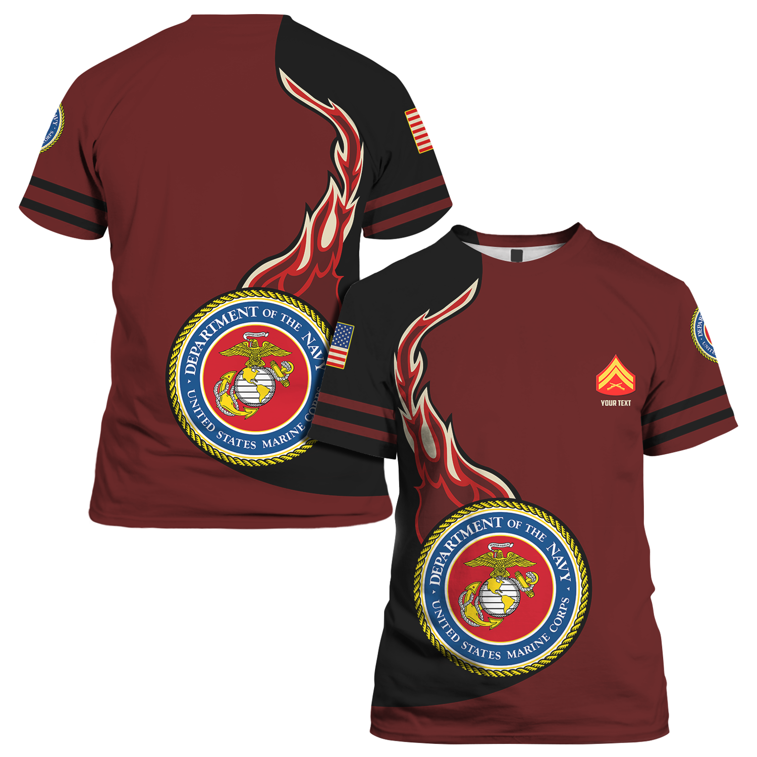 Custom 3D All Over Prints T-Shirt, Personalized Name And Ranks, Military Logo-AOV-Custom-Veterans Nation