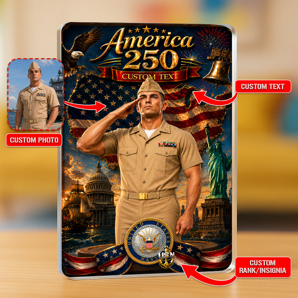 America 250th Custom Figure US Navy Service Uniforms Acrylic Block
