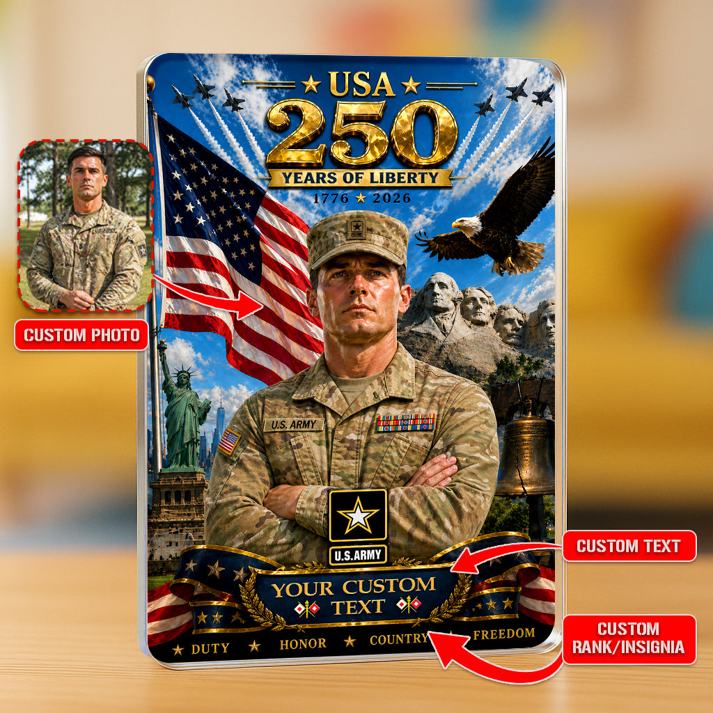 USA 250 Years Of Liberty Custom US Army Combat Uniform Figure Acrylic Block