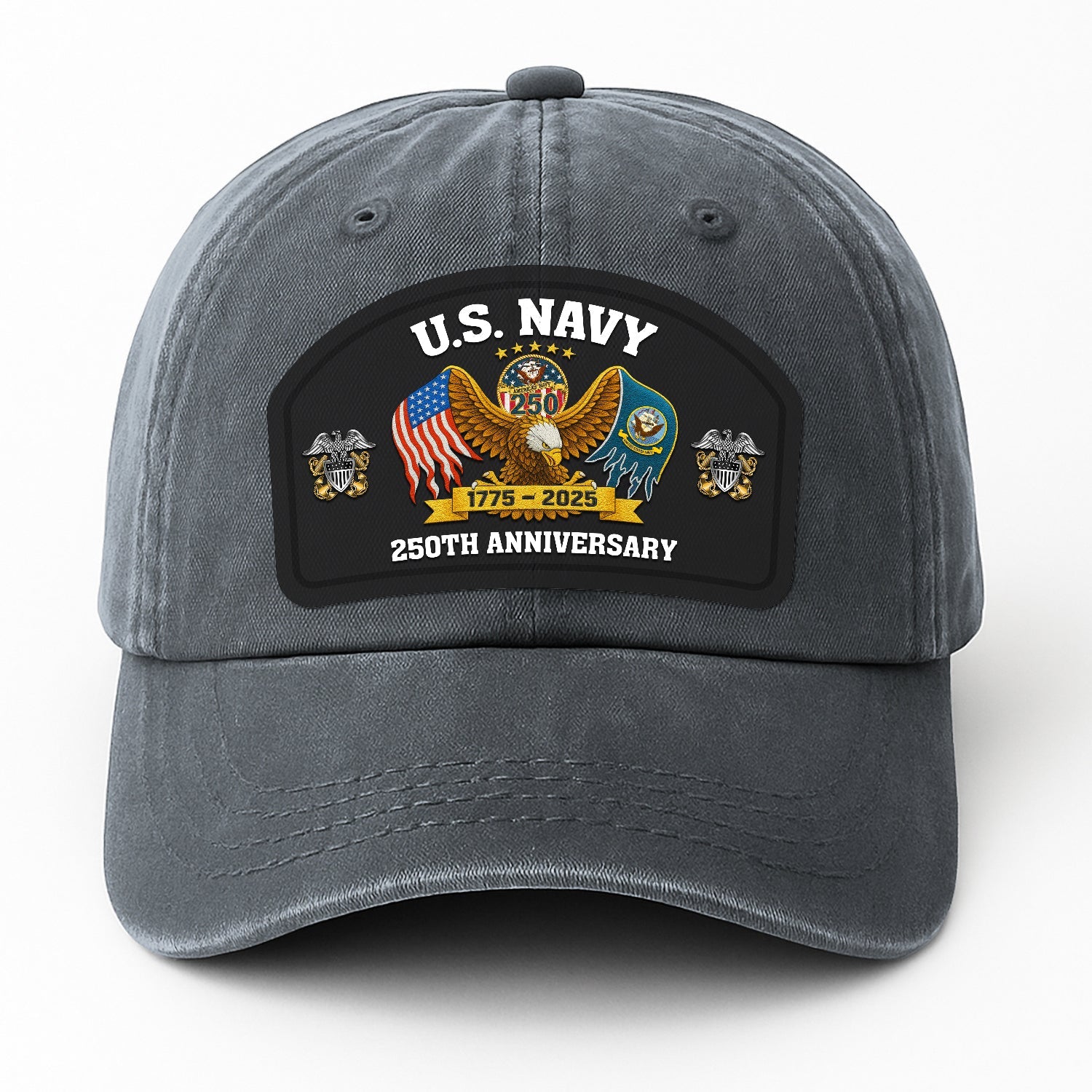 Custom Ranks US Navy Premium Washed Denim Cap DC009