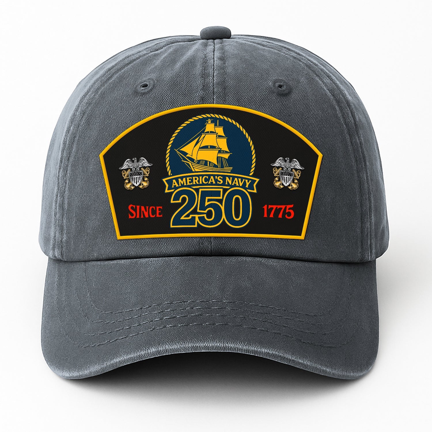 Custom Ranks US Navy Premium Washed Denim Cap DC015