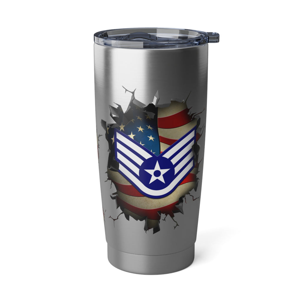 US Air Force E-5 Staff Sergeant SSgt E5 Noncommissioned Officer Ranks AF Rank 3D Break Effect Vagabond 20oz Tumbler