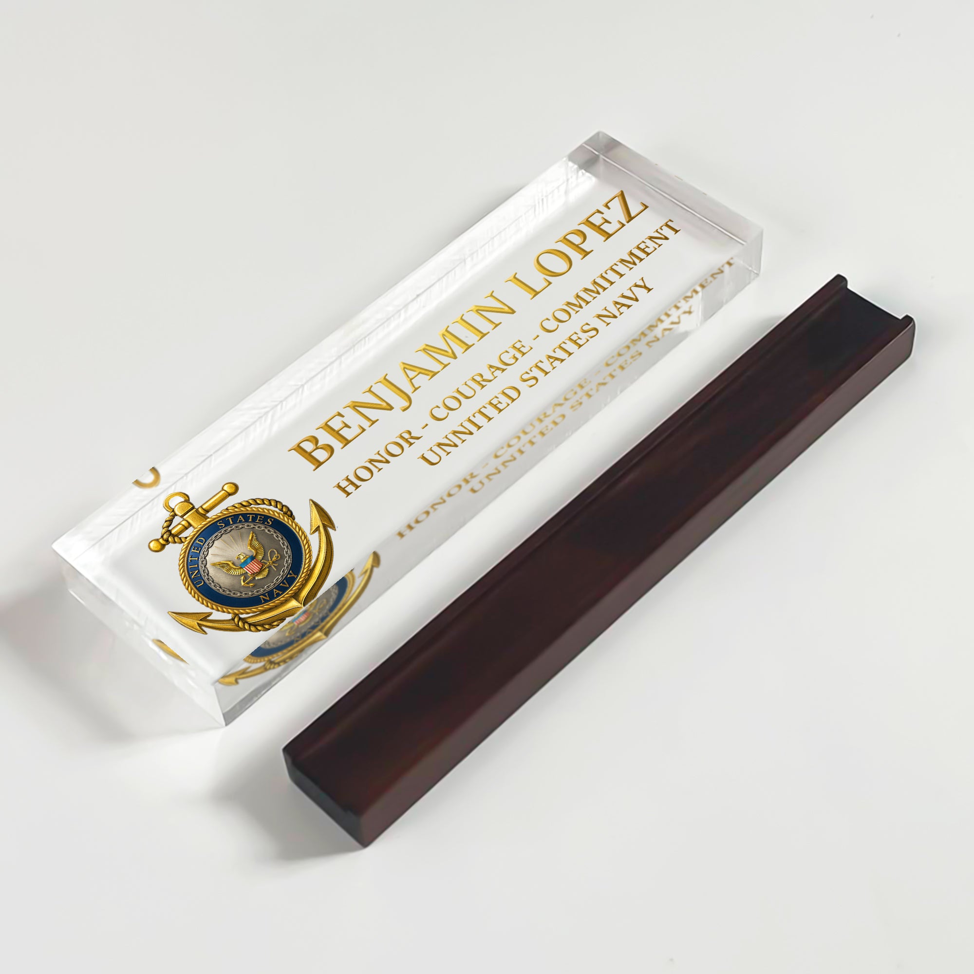 US Navy Custom Desk Acrylic Plaque – 250th Anniversary Gift