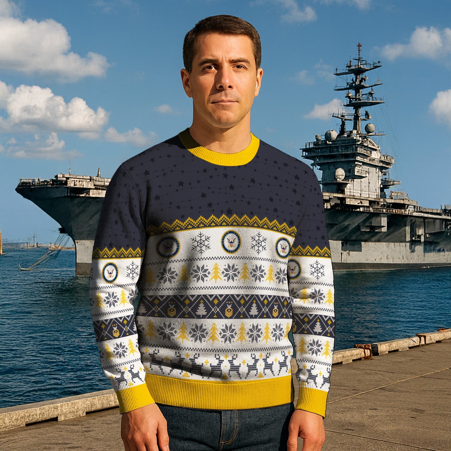 Personalized US Navy Christmas Ugly Sweater TUST06
