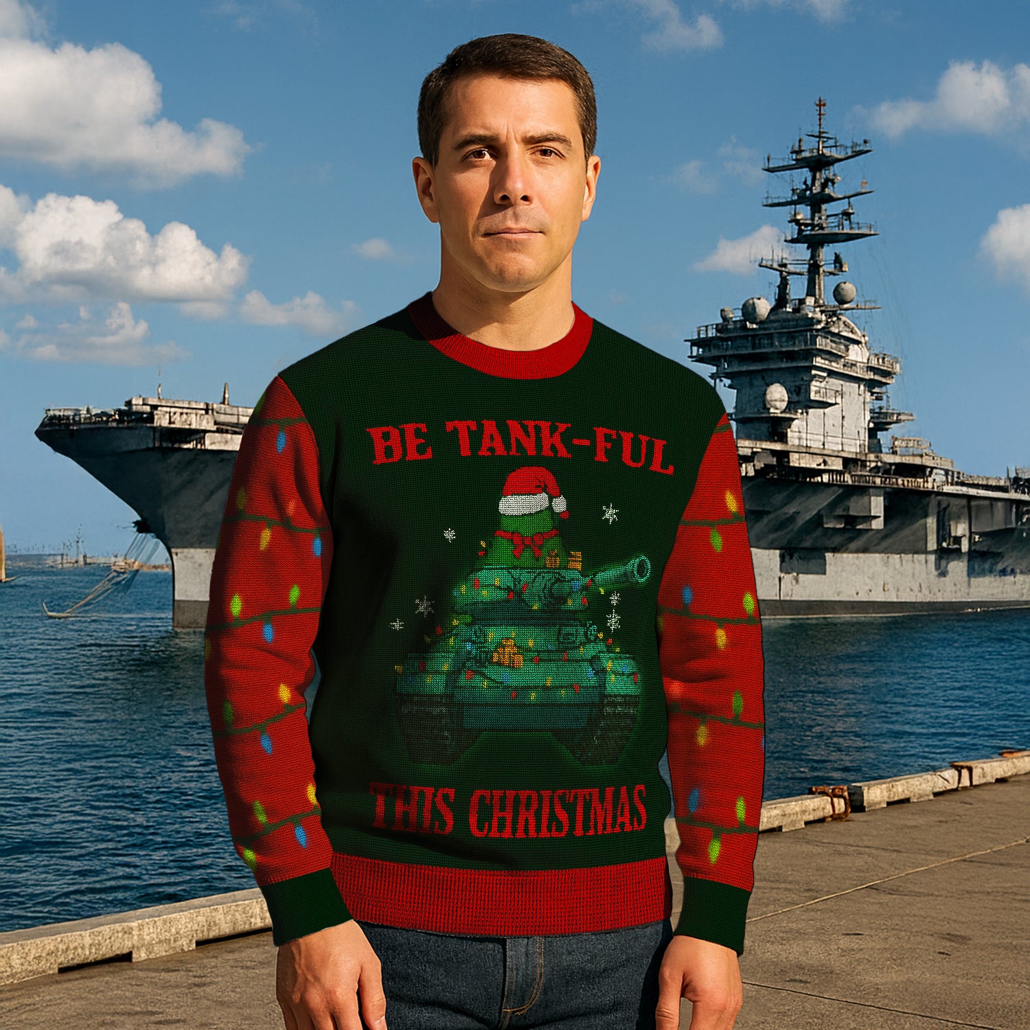 US Army Be Tank-Ful This Christmas Ugly Christmas Sweater