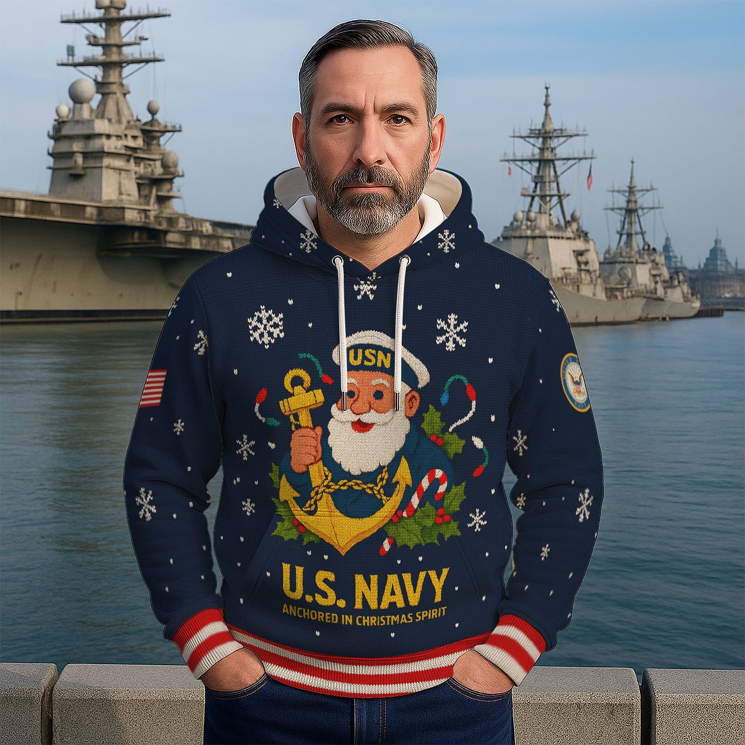 US Navy 250 Anchored In Christmas Spirit Christmas Xmas 3D All Over Print