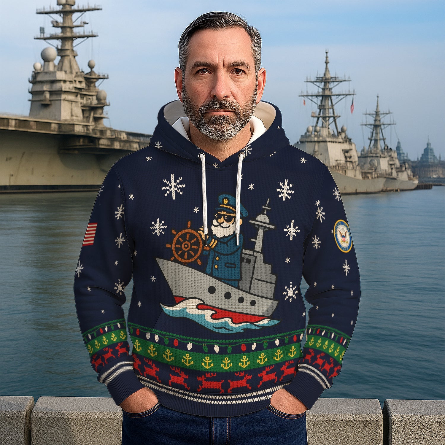 US Navy Christmas Hoodie 3D All Over Print