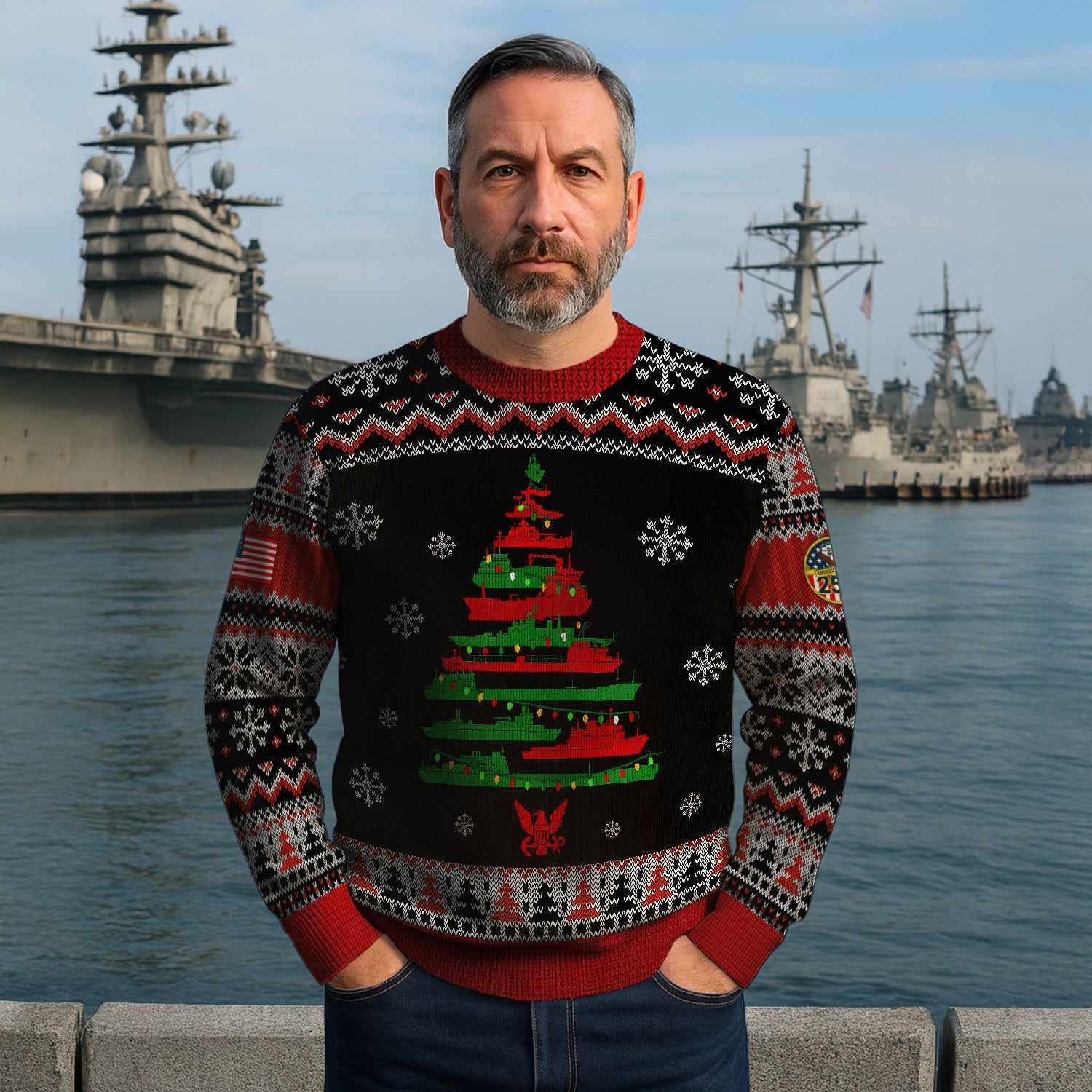 America's Navy 250 Christmas Ugly Sweater