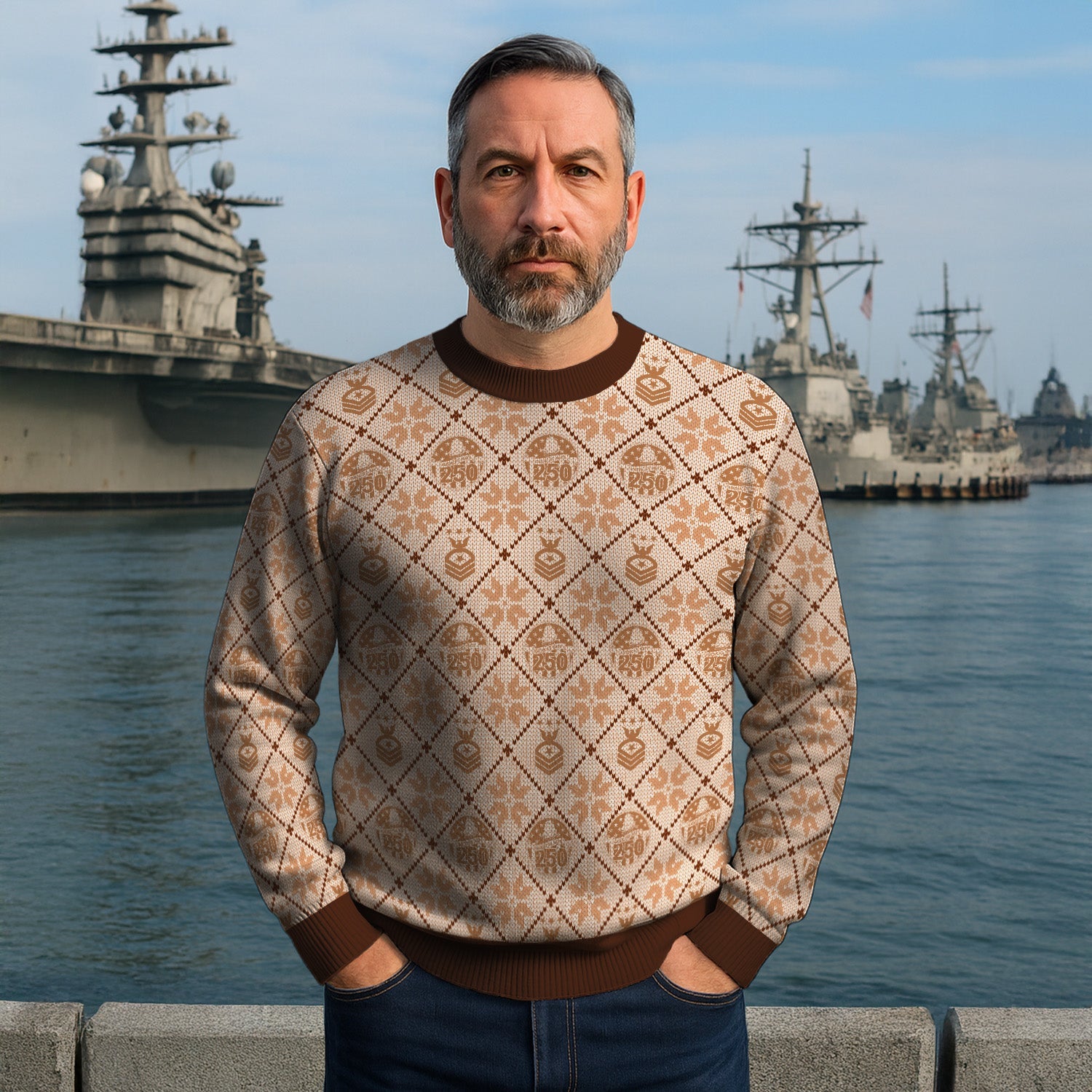 Personalized US Navy Christmas Ugly Sweater TUST07