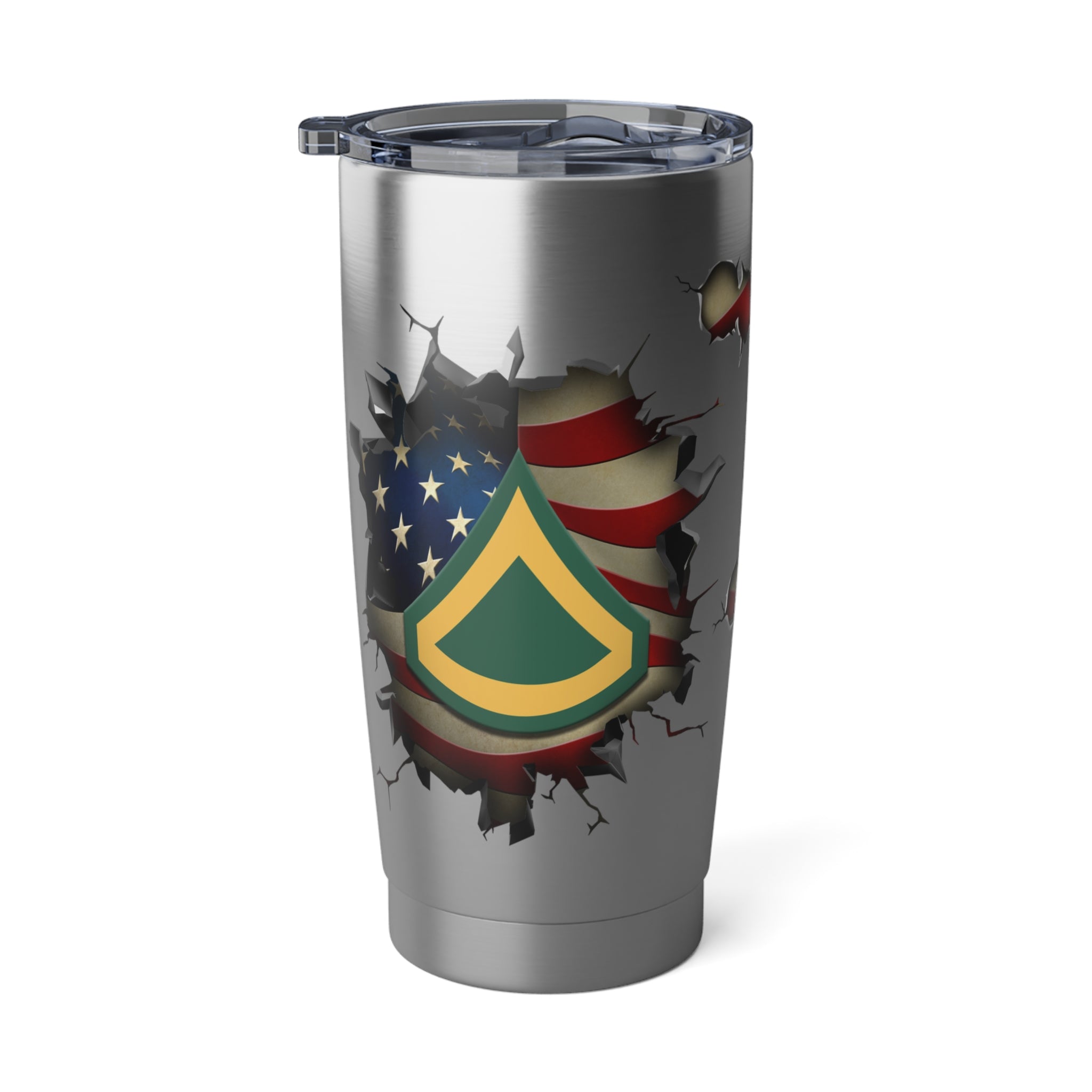 US Army E-3 PFC E3 Private First Class Ranks 3D Break Effect Vagabond 20oz Tumbler