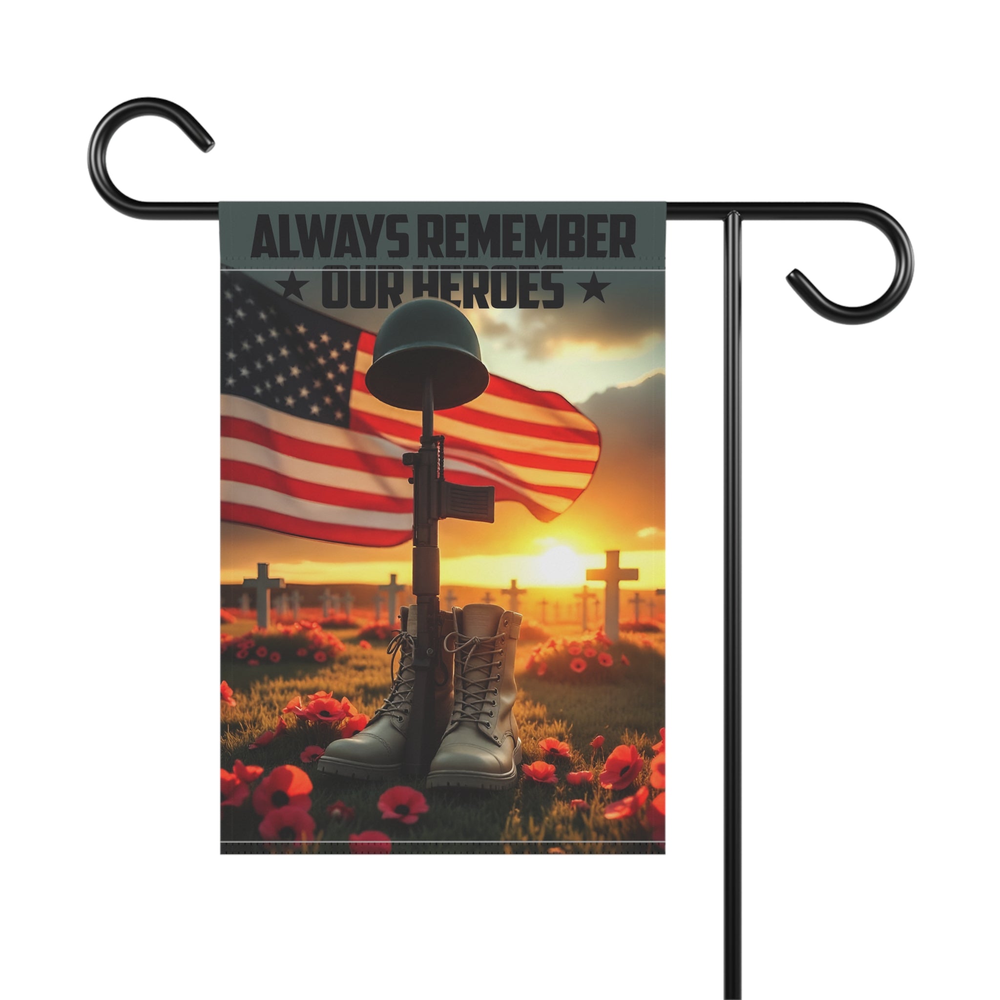 Always Remember Our Heroes Garden Banner - Patriotic Outdoor Decor, Celebrate Service & Sacrifice