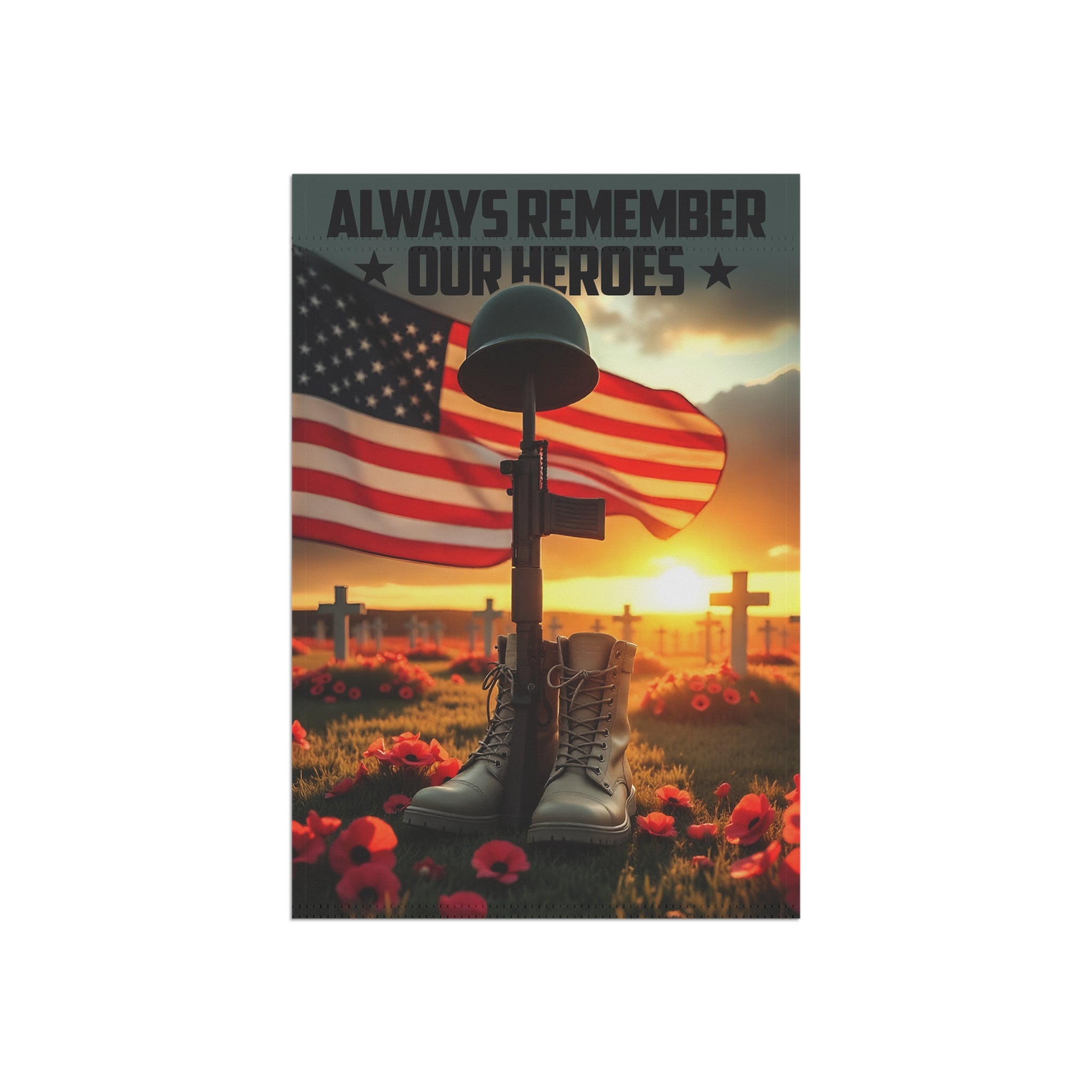 Always Remember Our Heroes Garden Banner - Patriotic Outdoor Decor, Celebrate Service & Sacrifice