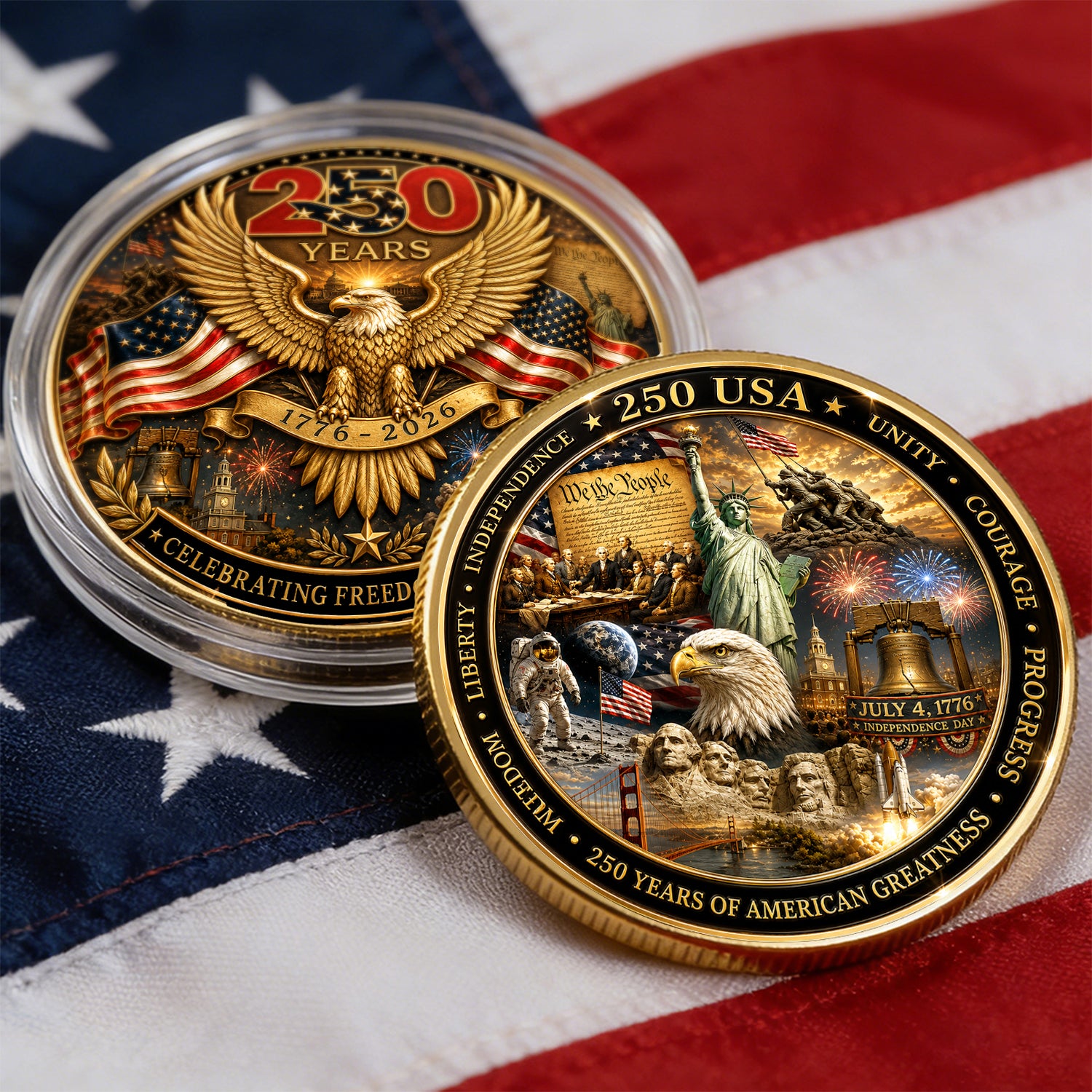 250 USA Years Of American Greatness Challenge Coin