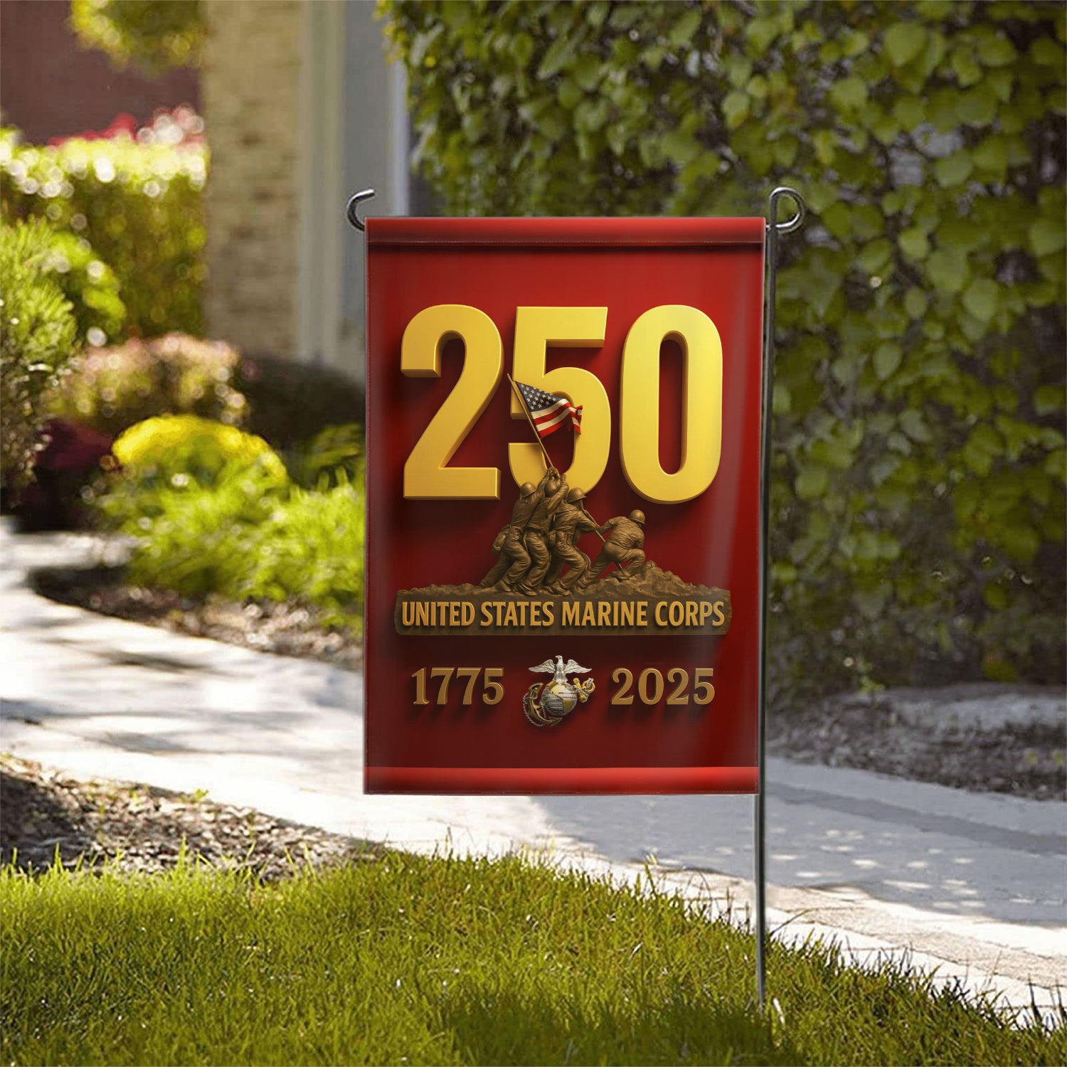 MARlNE 1775 - 2025 Garden Flag 12" x 18" Twin-Side Printing