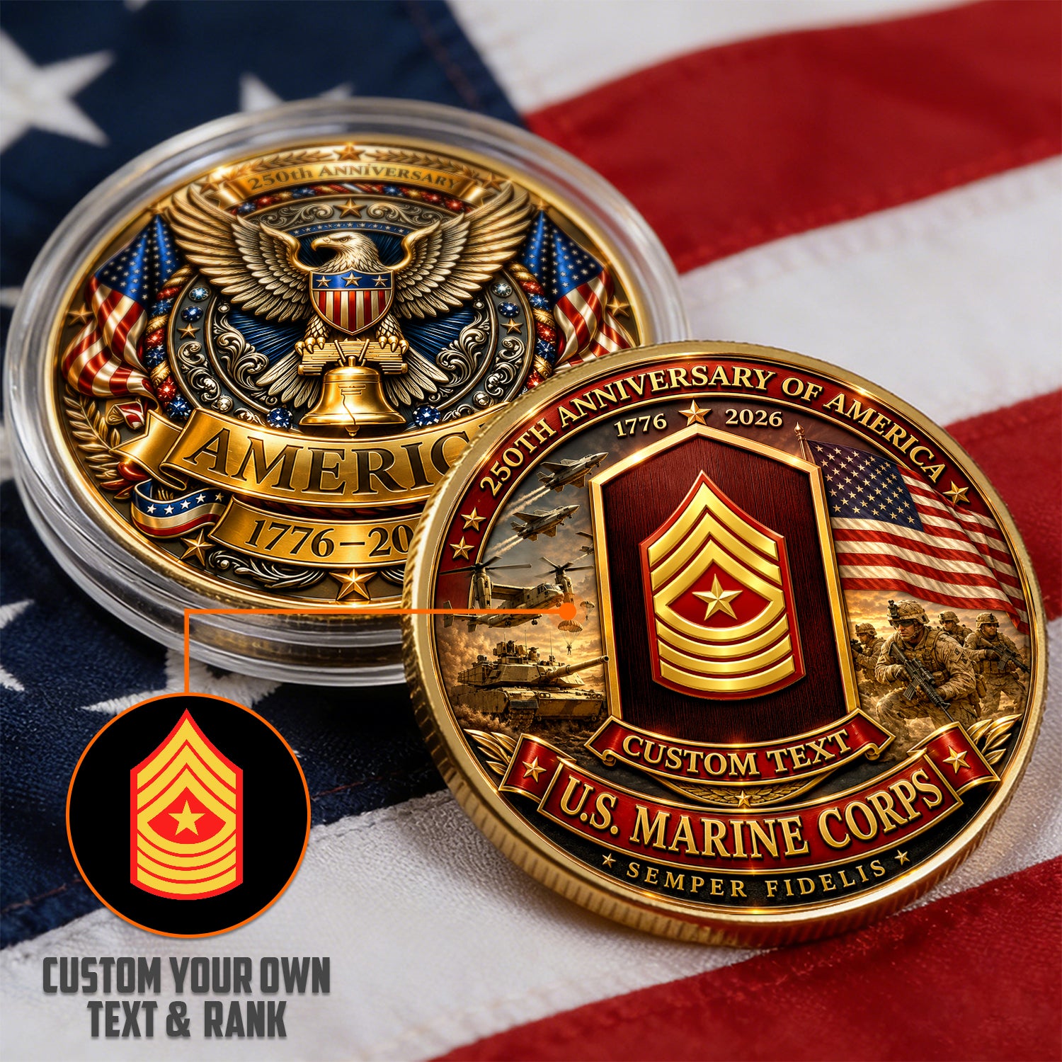 Personalized Marine Corps Coin Custom Rank Name Gift