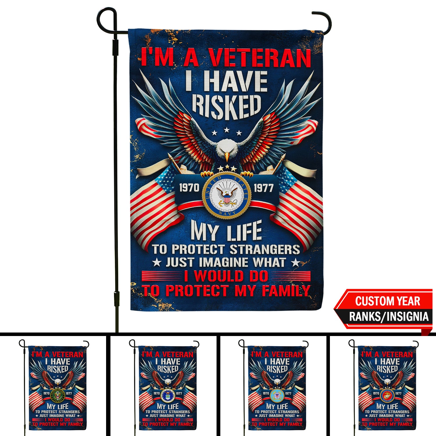 Personalized US Military Logo/Insignia And Text JFLAG24 Garden Flag, House Flag Twin-Side Printing