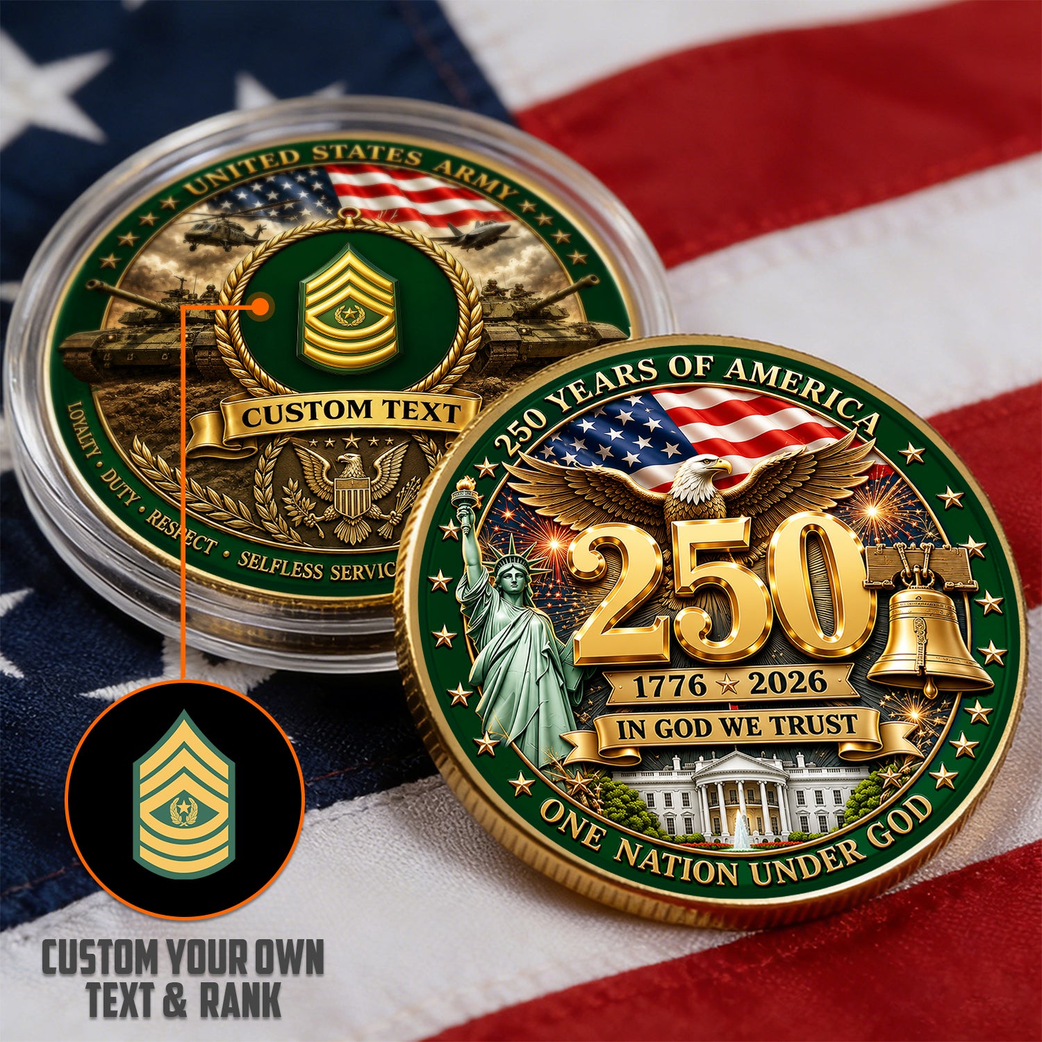 Personalized U.S. Army 250th Anniversary Challenge Coin