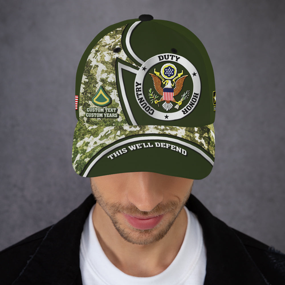 Custom Ranks/Insignia, Personalized Name And Years Served All Over Prints Premium Classic Cap JAOVC10