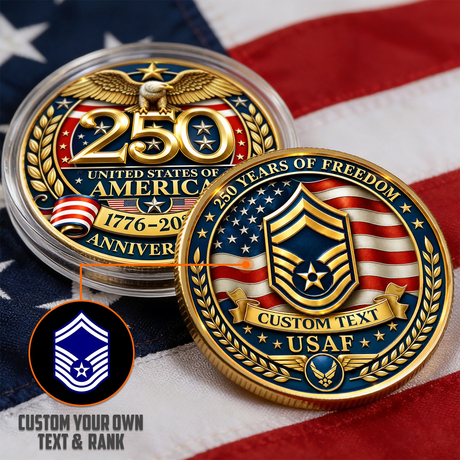 Custom USAF 250th Anniversary Challenge Coin Gift